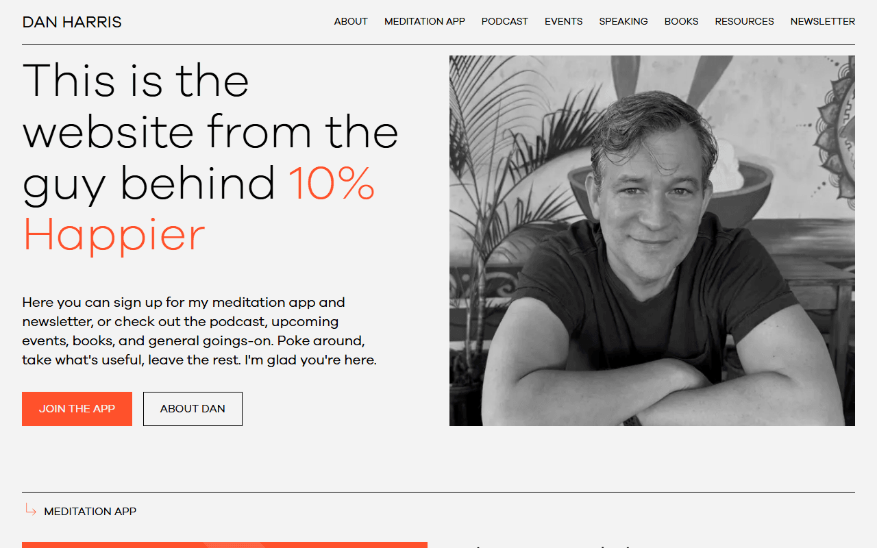 10% with Dan Harris sponsor landing page advertised on Ten Percent Happier with Dan Harris