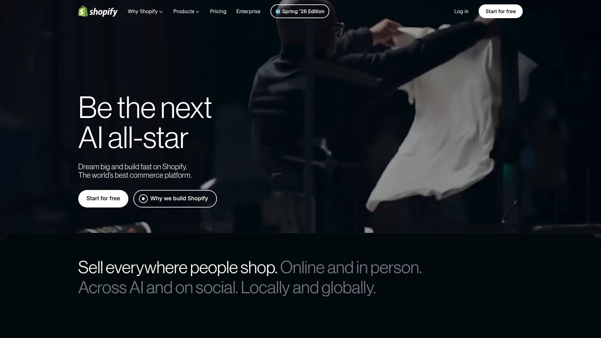 Shopify sponsor landing page advertised on Outside/In