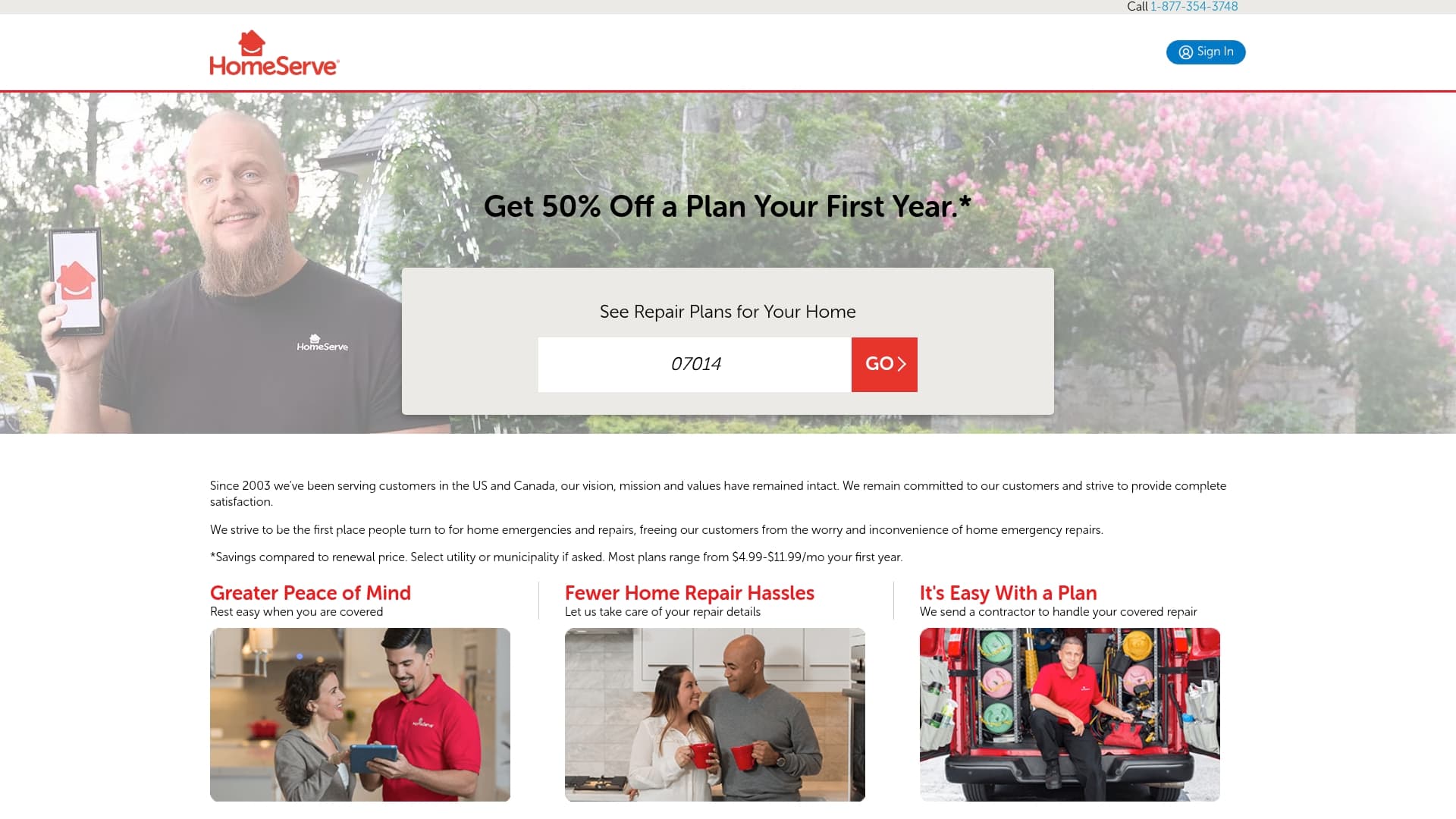 HomeServe sponsor landing page advertised on The Clay Travis and Buck Sexton Show