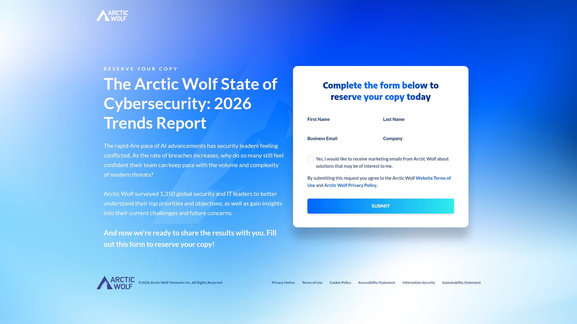 Arctic Wolf sponsor landing page advertised on Security Now (Audio)