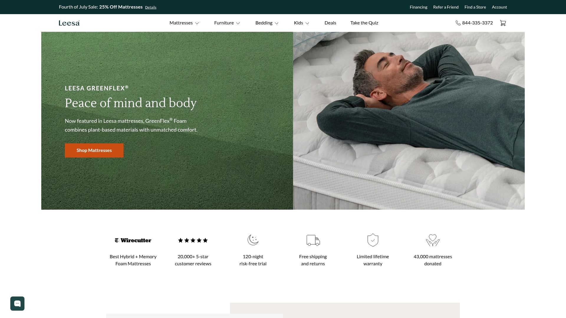 Leesa sponsor landing page advertised on The Toast