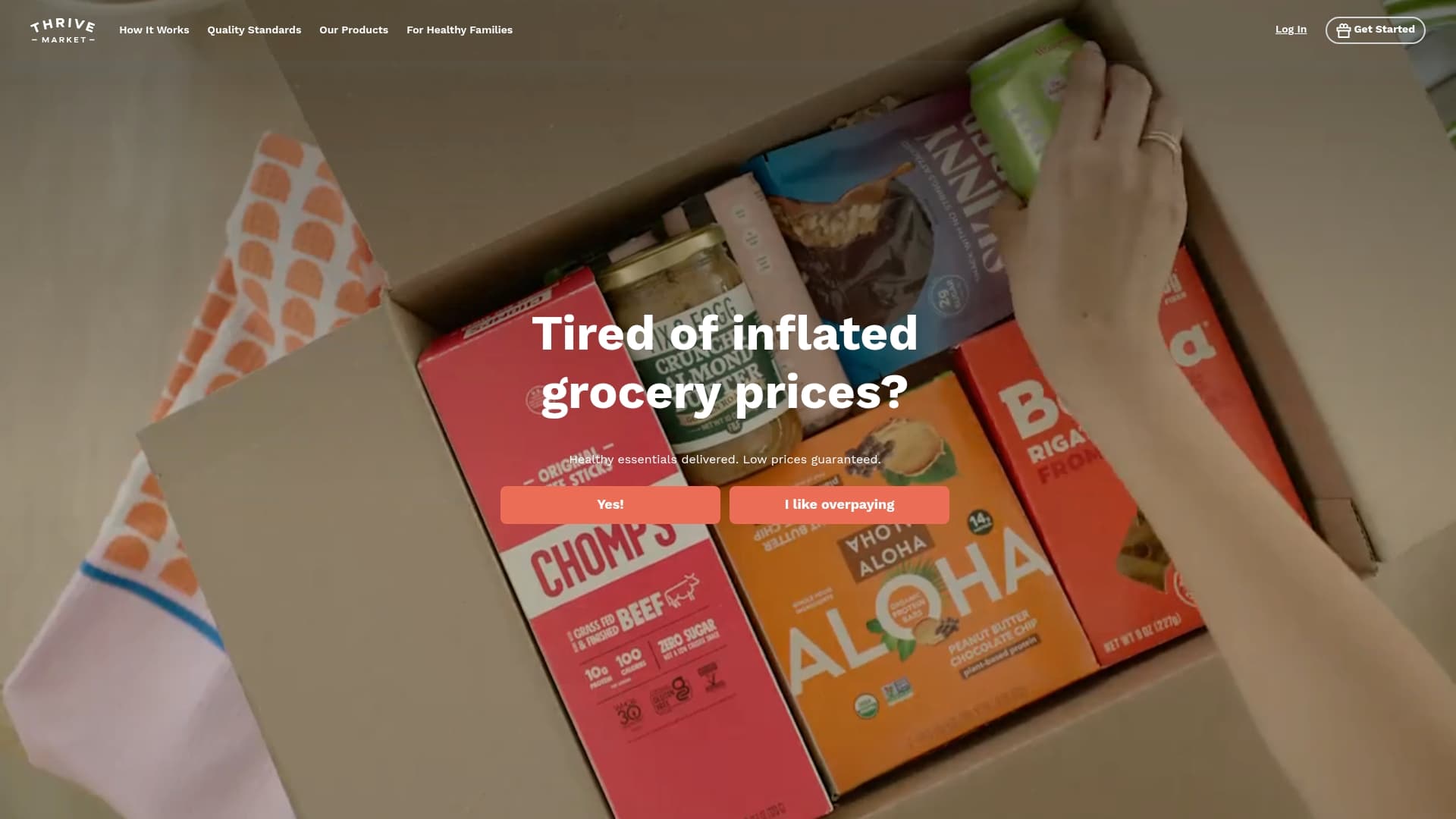 Thrive Market sponsor landing page advertised on All the Hacks with Chris Hutchins