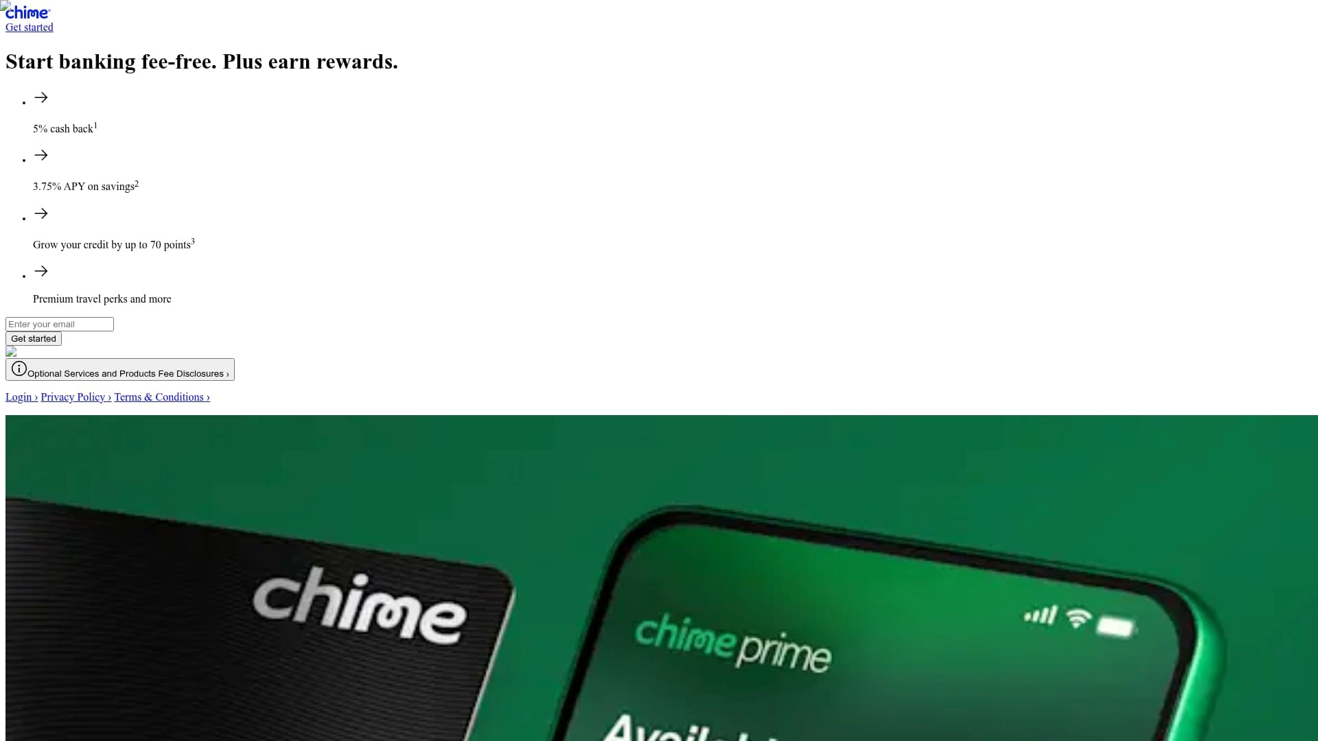 Chime sponsor landing page advertised on Shawn Ryan Show