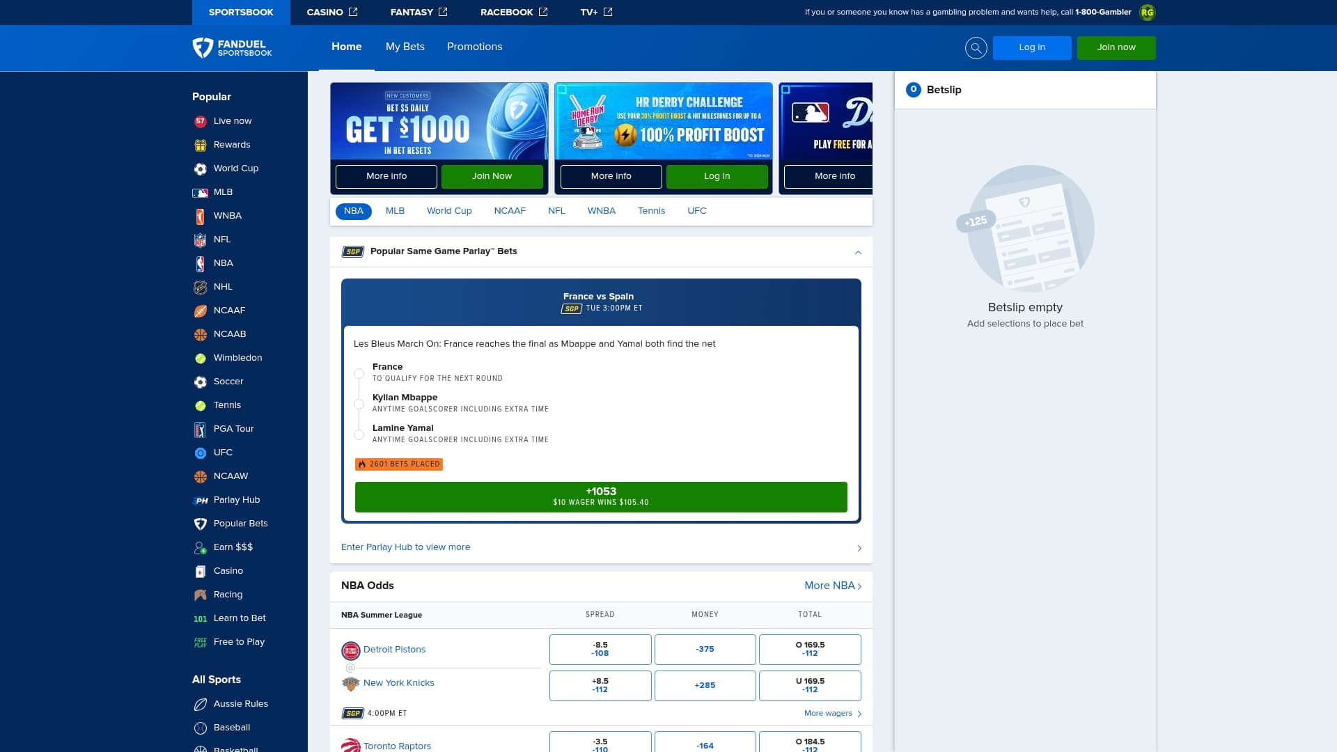 FanDuel sponsor landing page advertised on Bussin' With The Boys, screenshot 1 of 4