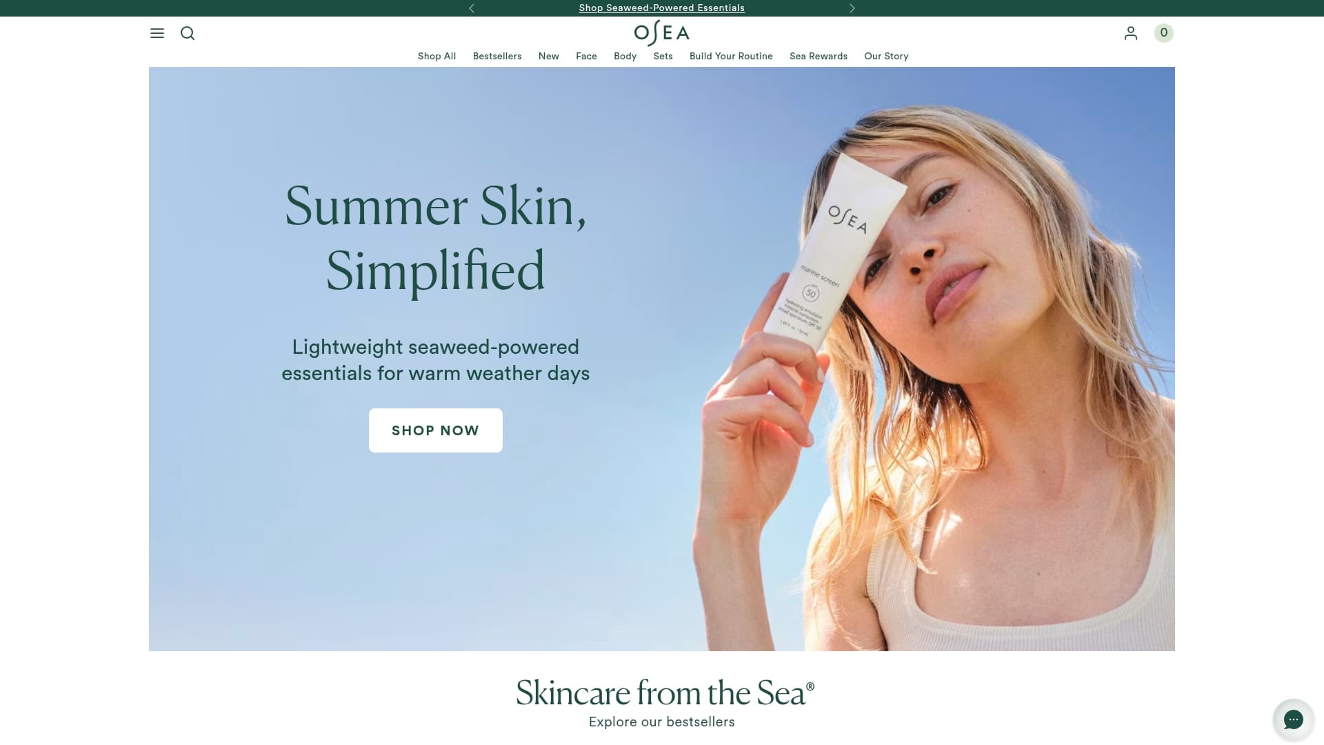Osea Malibu sponsor landing page advertised on The Tamsen Show