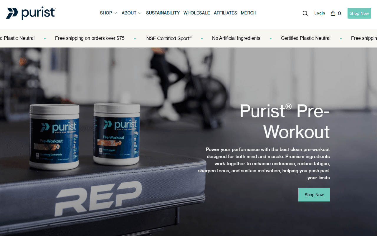 Purist Nutrition sponsor landing page advertised on Live Deep: Conquer Habits & Live Your Fittest Life