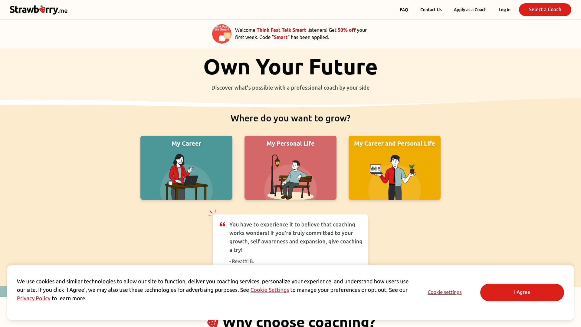 strawberry.me sponsor landing page advertised on Think Fast, Talk Smart: Communication Techniques