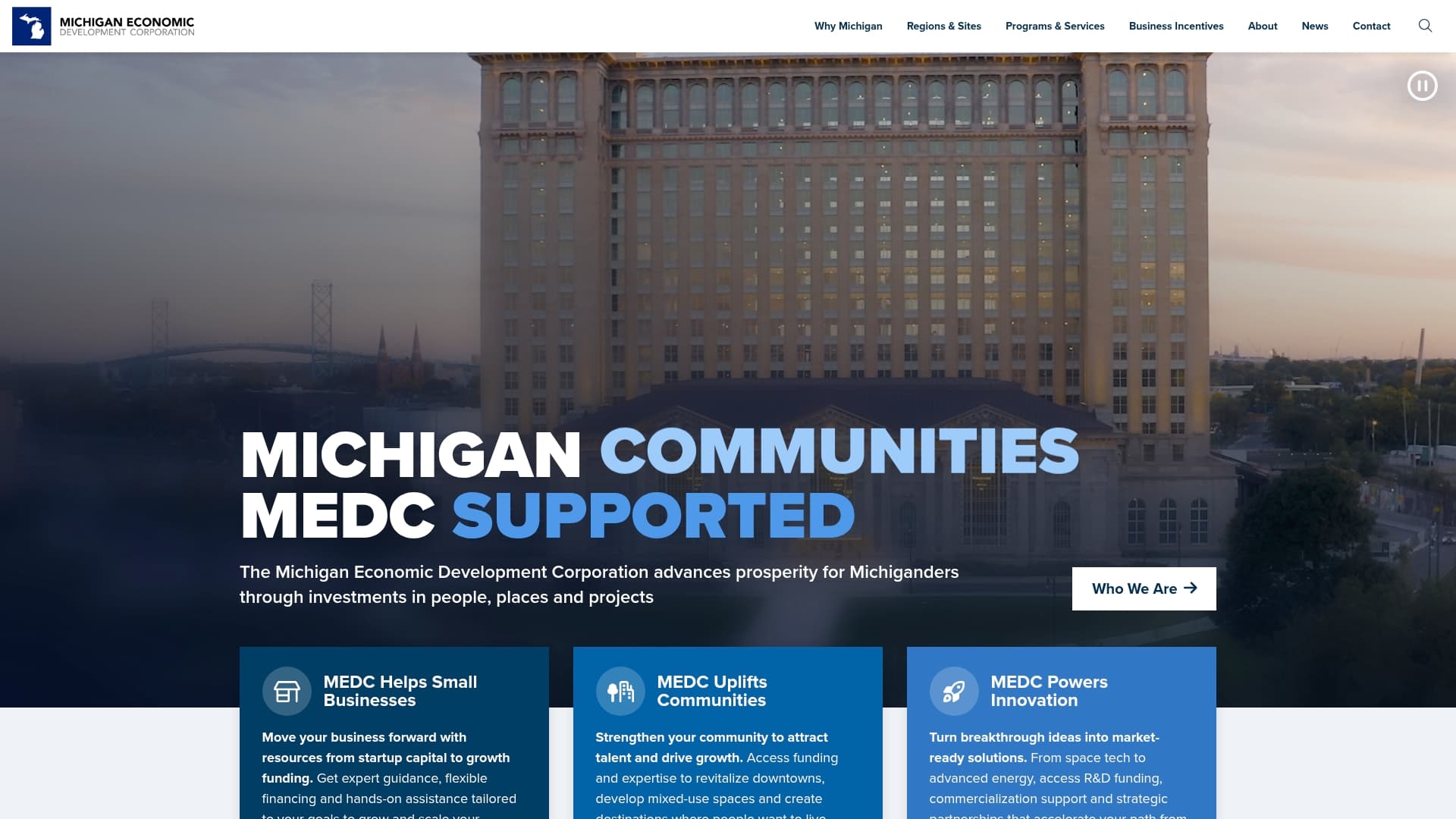 Michigan Economic Development Corporation sponsor landing page advertised on Odd Lots