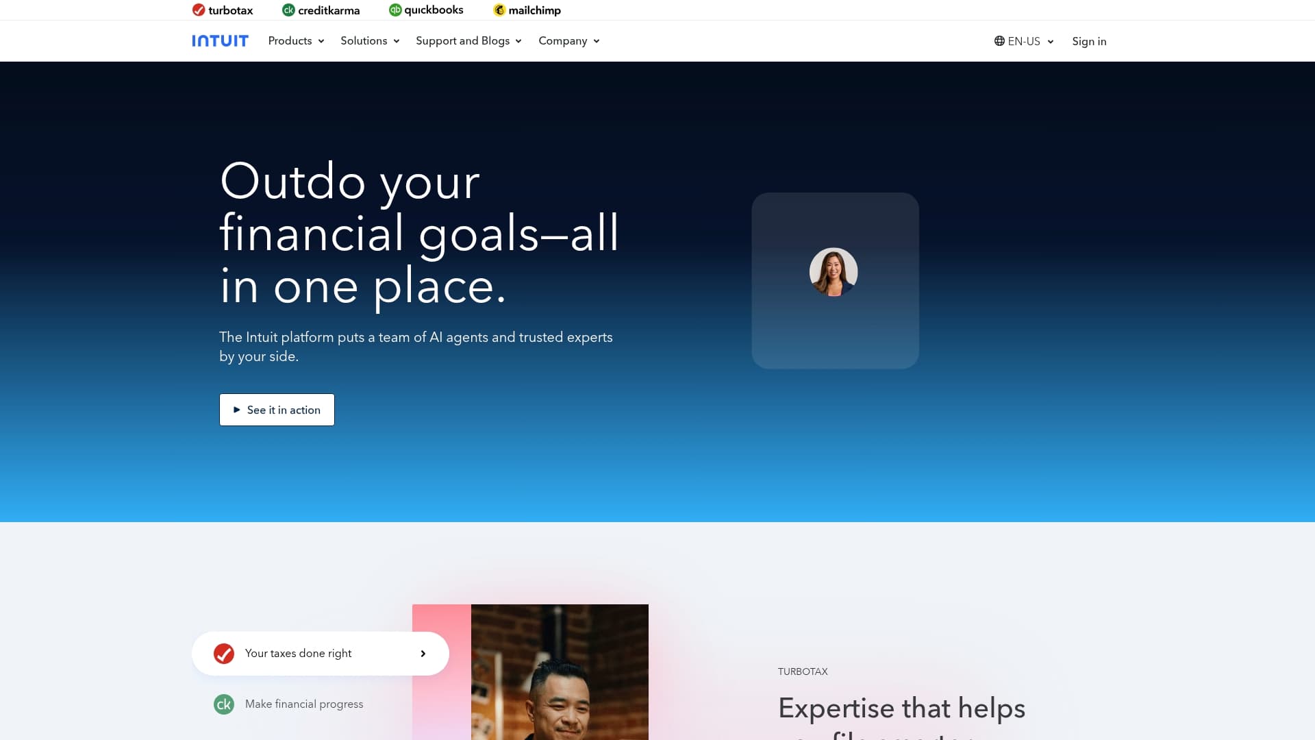 Intuit sponsor landing page advertised on Club Shay Shay