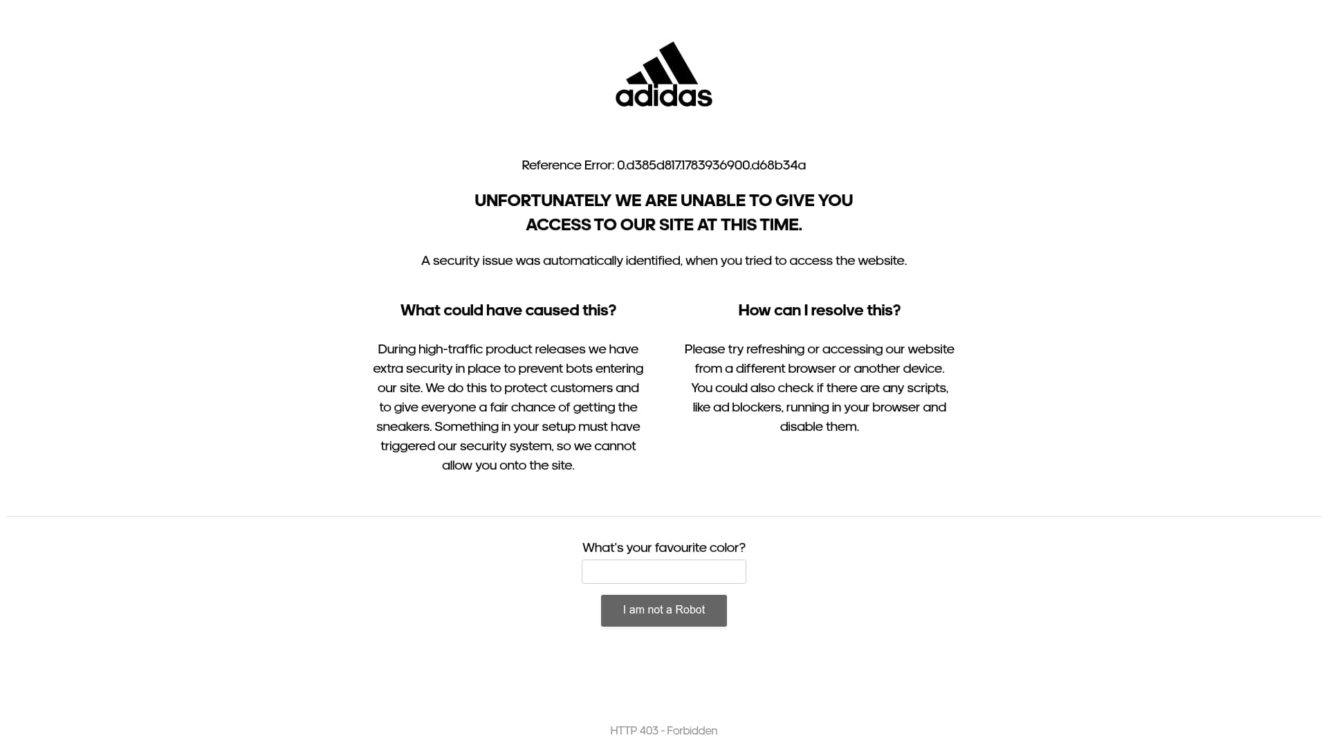 Adidas sponsor landing page advertised on The Yak