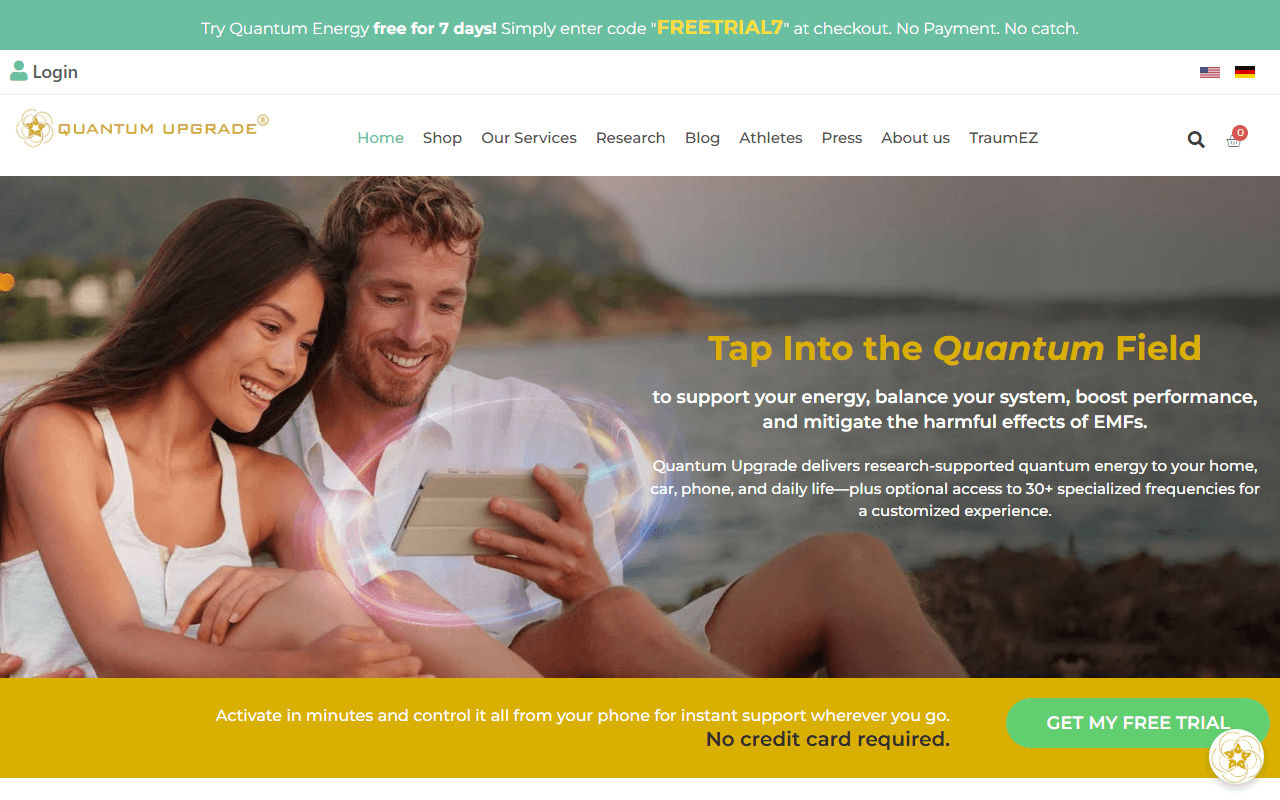 Quantum Upgrade sponsor landing page advertised on Biohacking Superhuman Performance