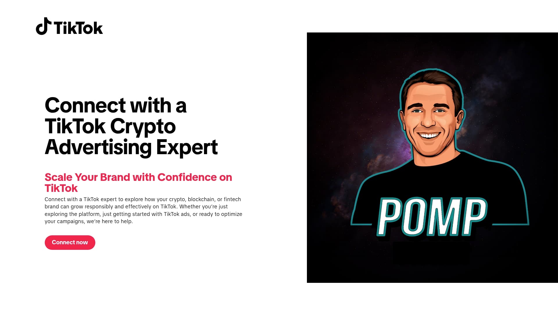 TikTok for Business sponsor landing page advertised on The Pomp Podcast