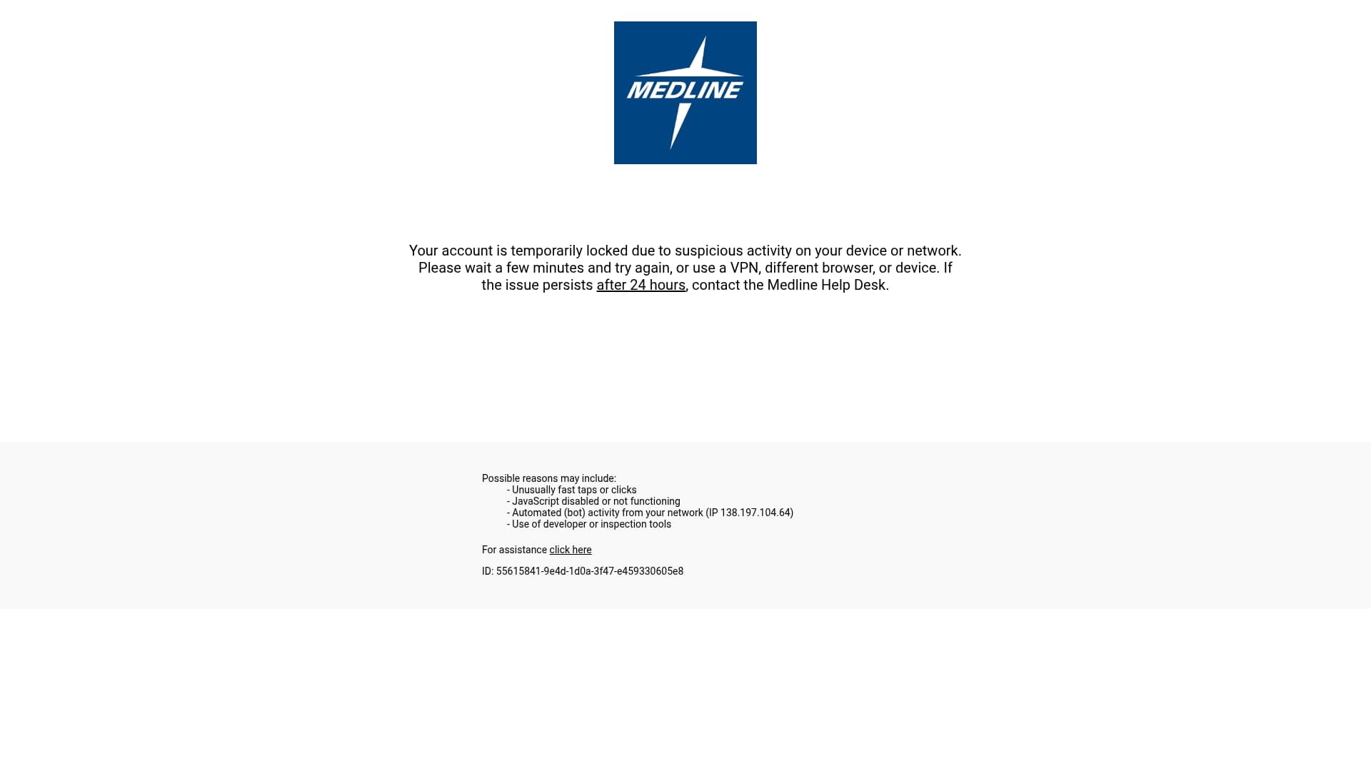 Medline sponsor landing page advertised on WSJ What’s News