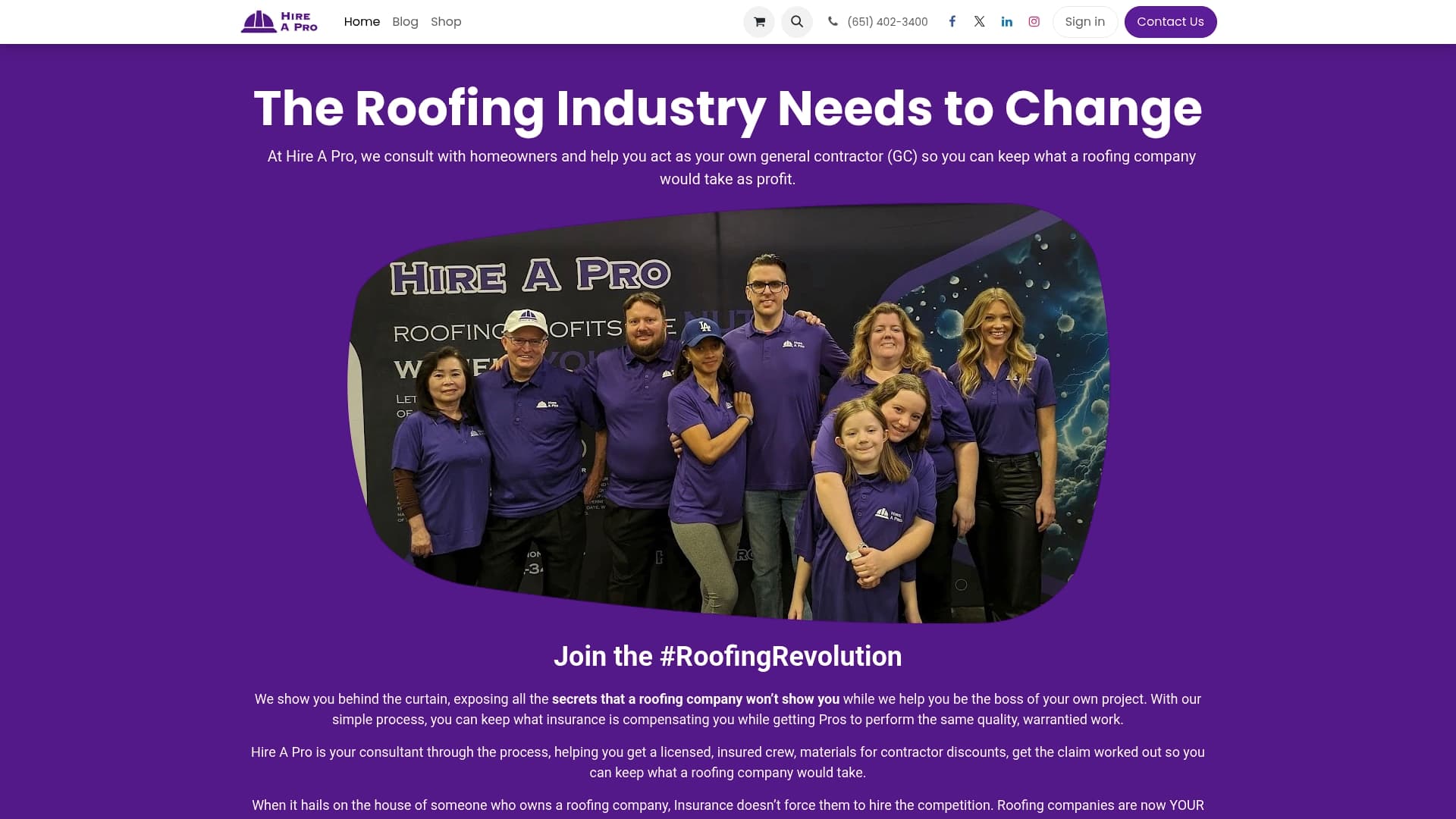 HirePro sponsor landing page advertised on Garage Logic