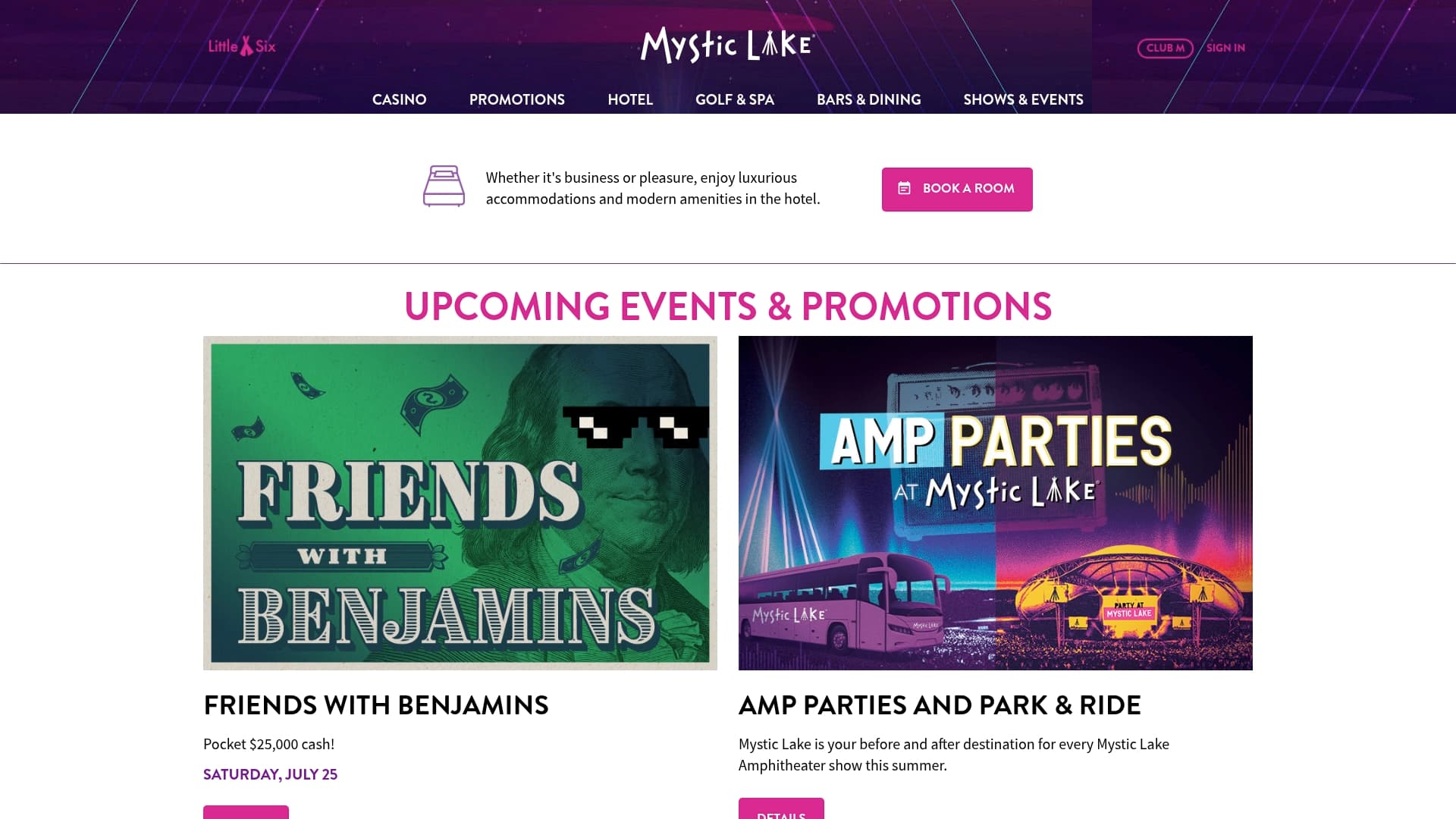Mystic Lake sponsor landing page advertised on Purple Daily - A Minnesota Vikings Podcast