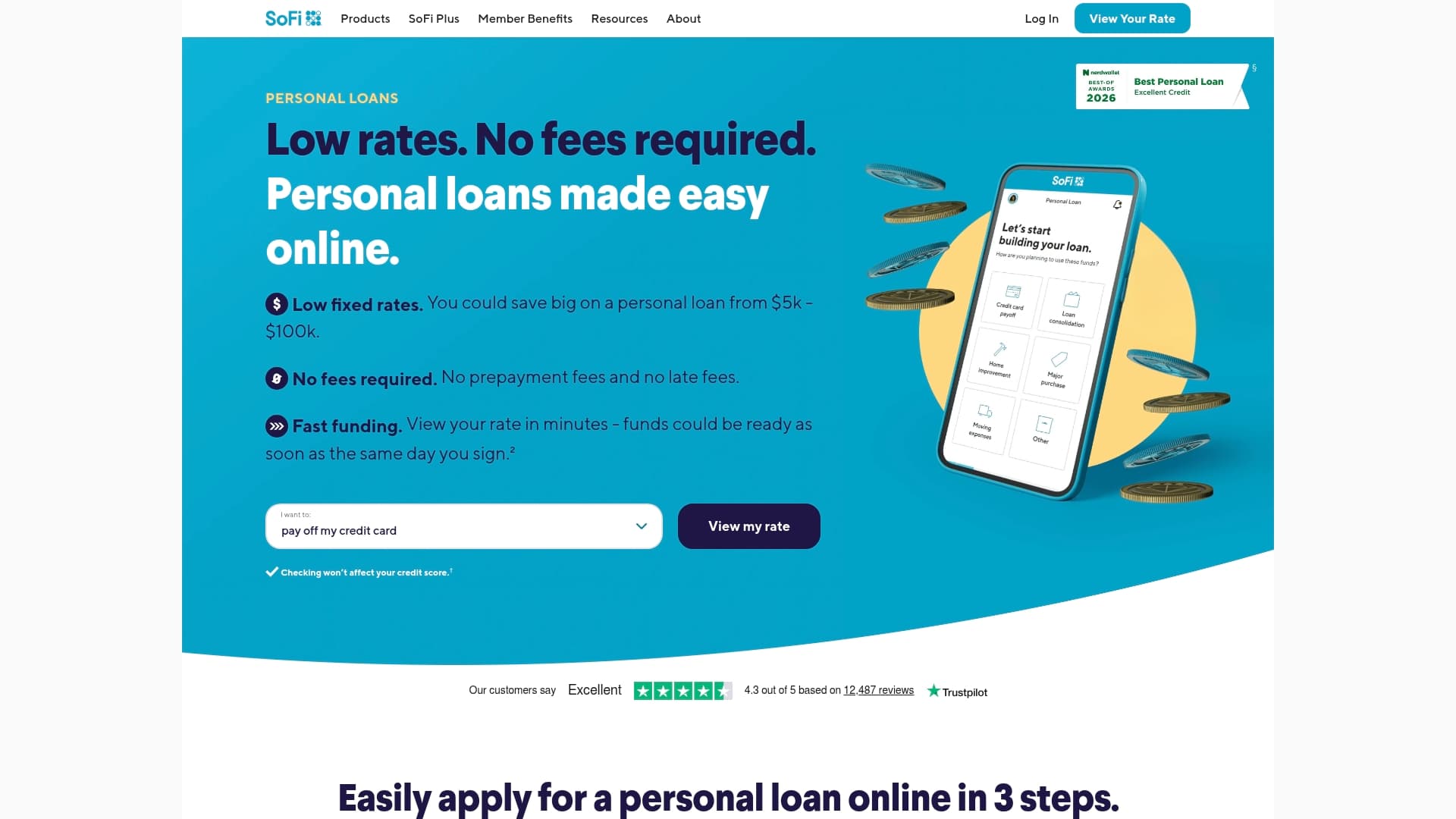 SoFi sponsor landing page advertised on The Rich Eisen Show