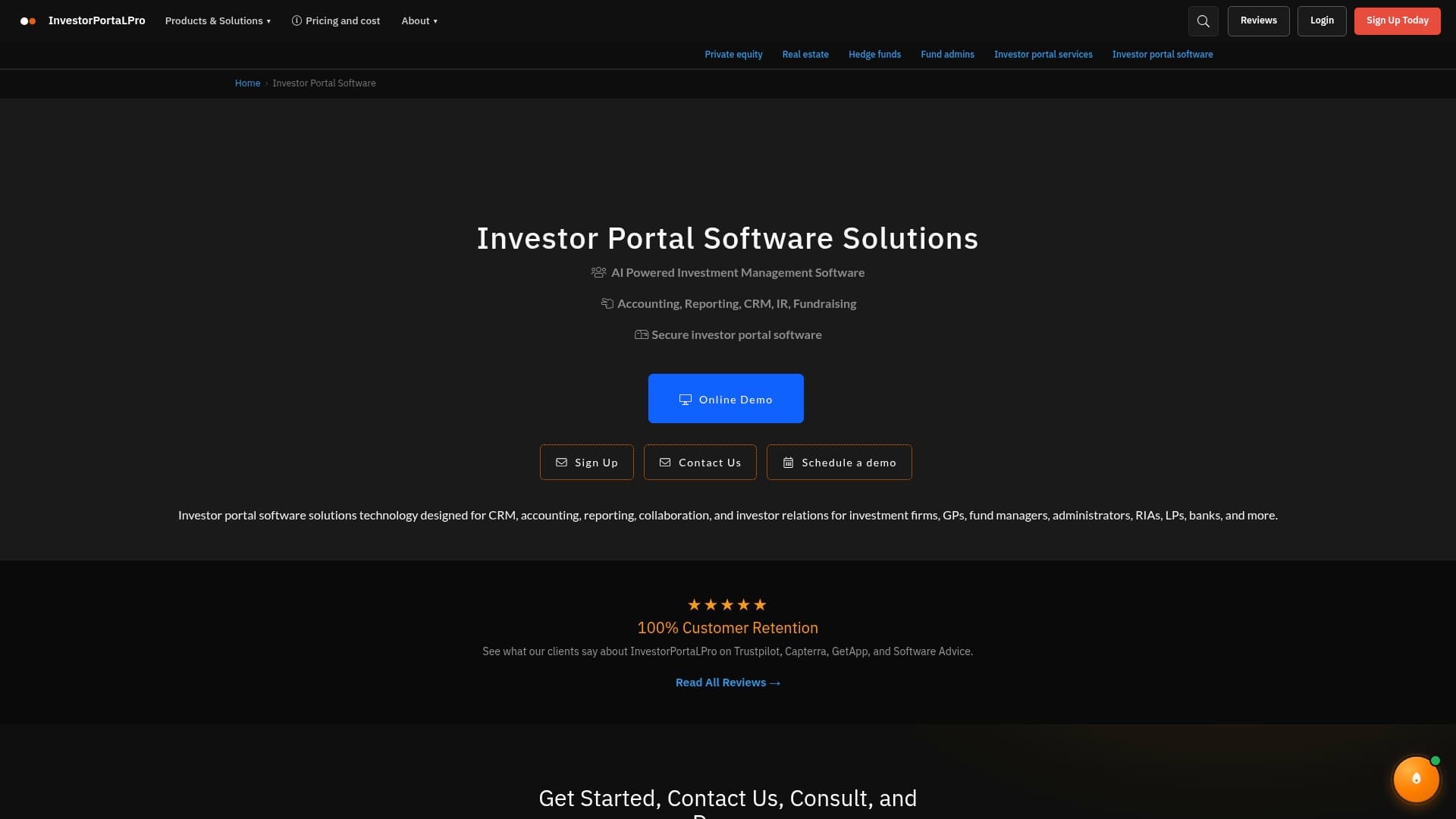 InvestorPortalPro sponsor landing page advertised on No Agenda