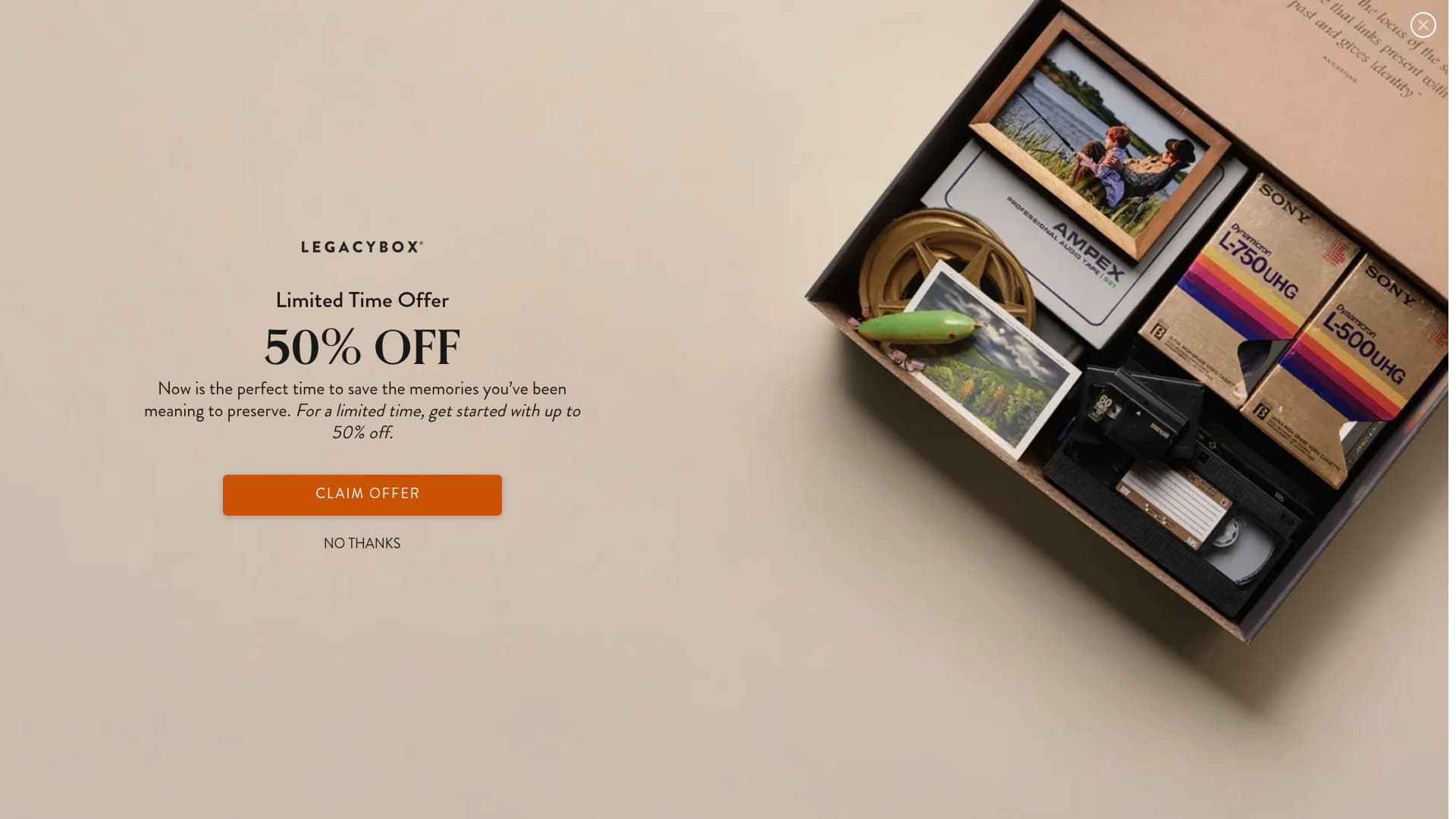 Legacy Box sponsor landing page advertised on The Bobby Bones Show