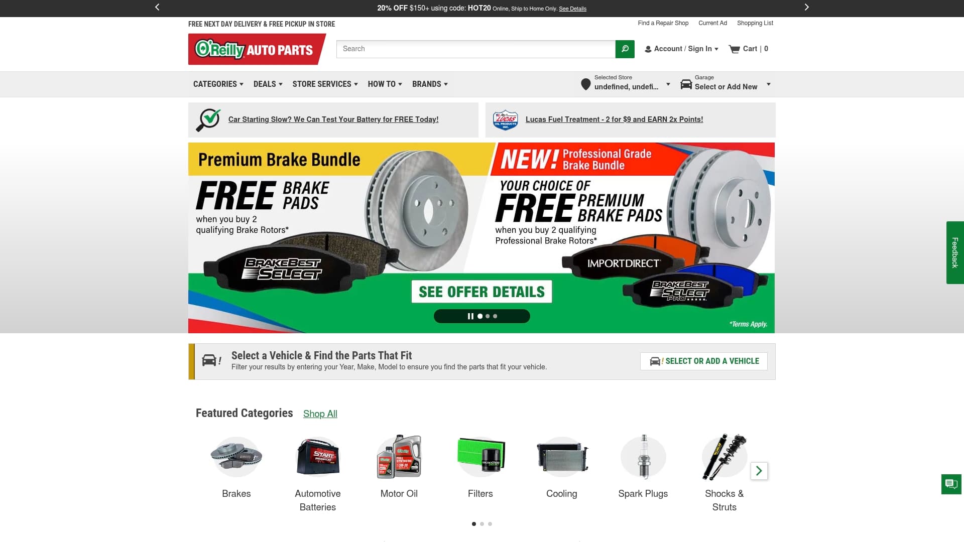 O'Reilly Auto Parts sponsor landing page advertised on The Rich Eisen Show