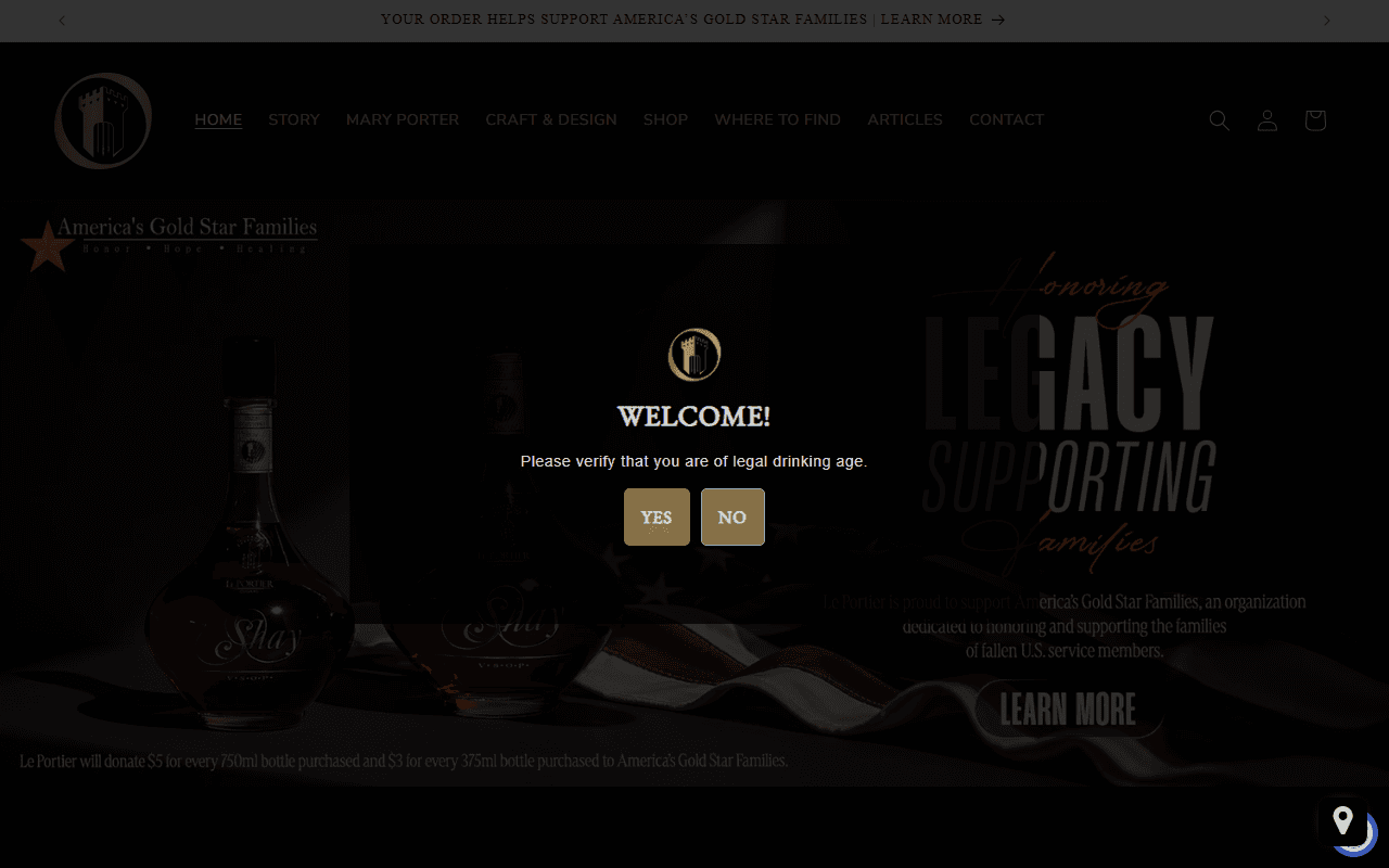 LaPortier Cognac sponsor landing page advertised on Nightcap