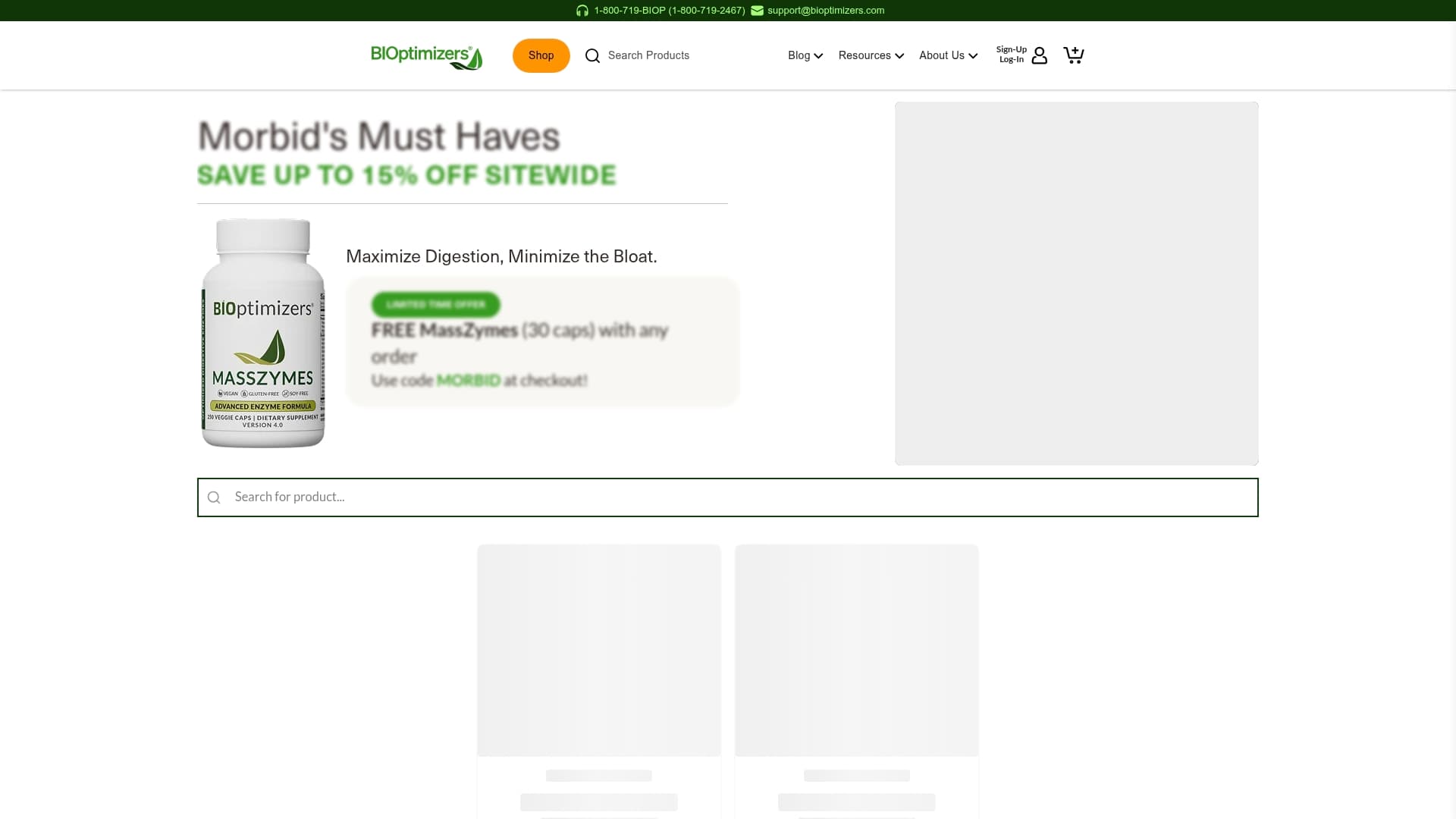 Bioptimizers sponsor landing page advertised on Morbid