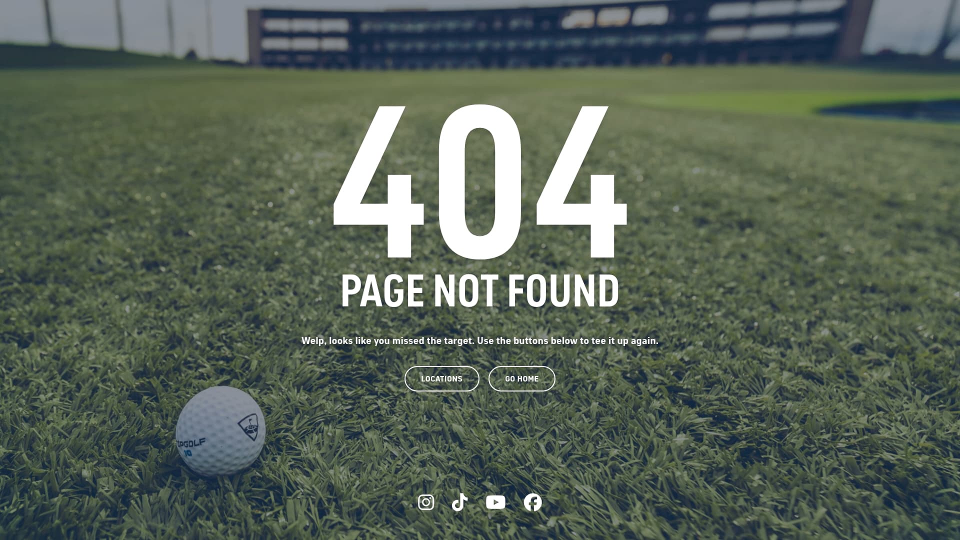 Topgolf sponsor landing page advertised on Club Shay Shay