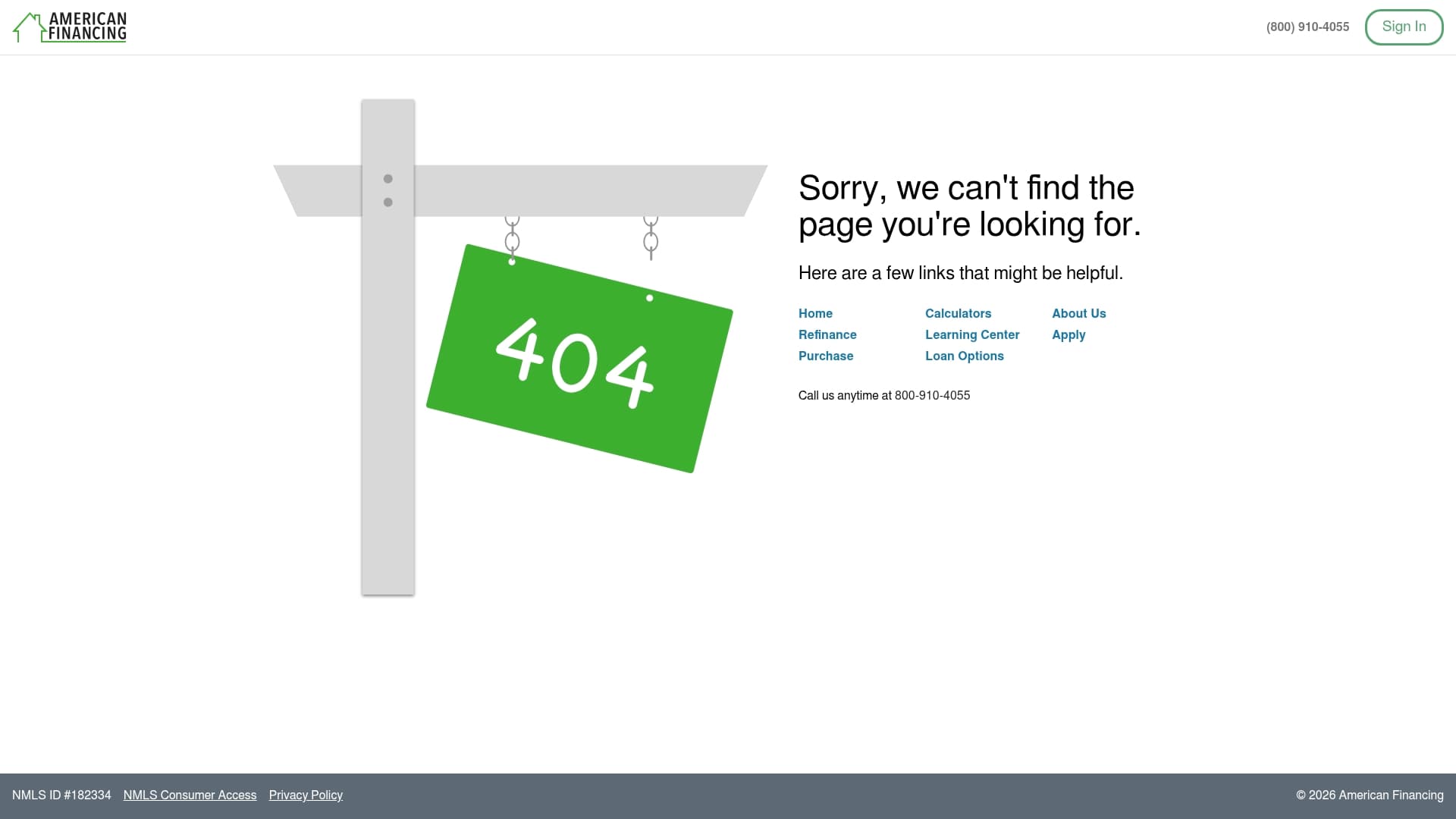 American Financing sponsor landing page advertised on The Megyn Kelly Show
