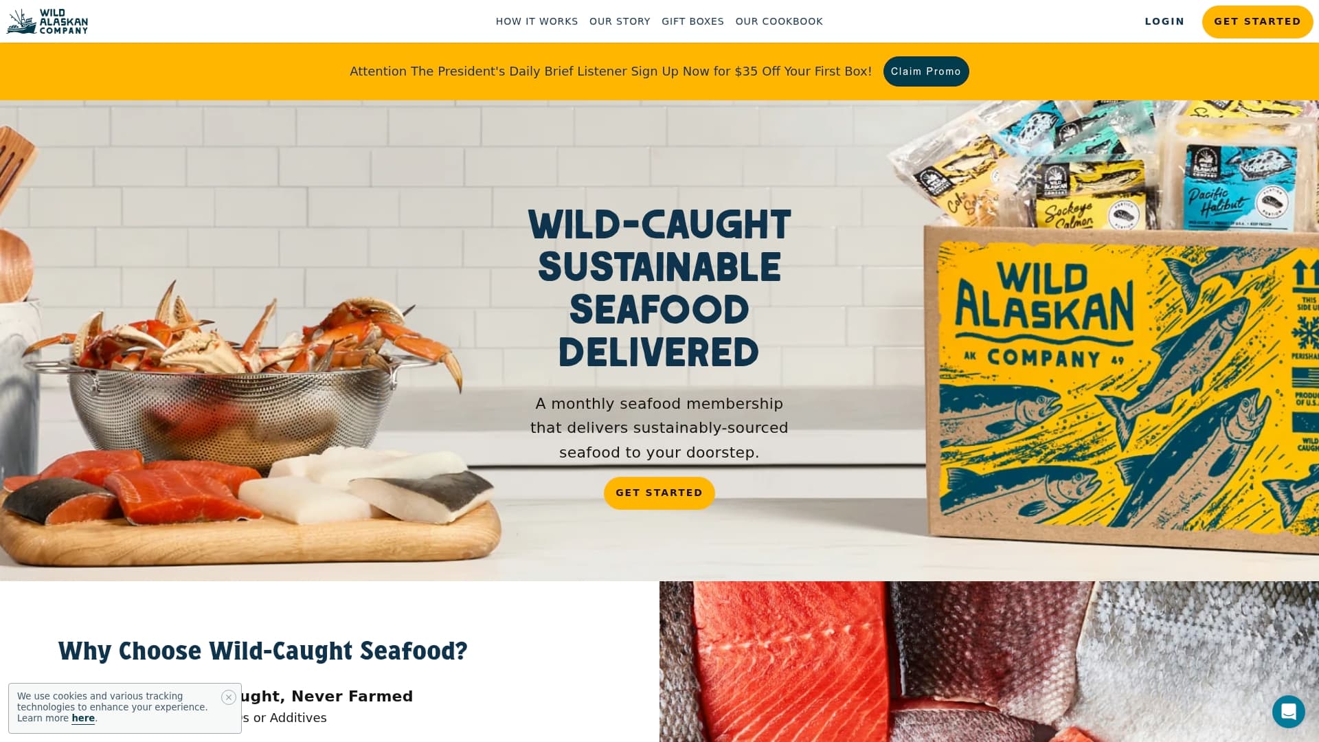 Wild Alaskan Company sponsor landing page advertised on The President's Daily Brief