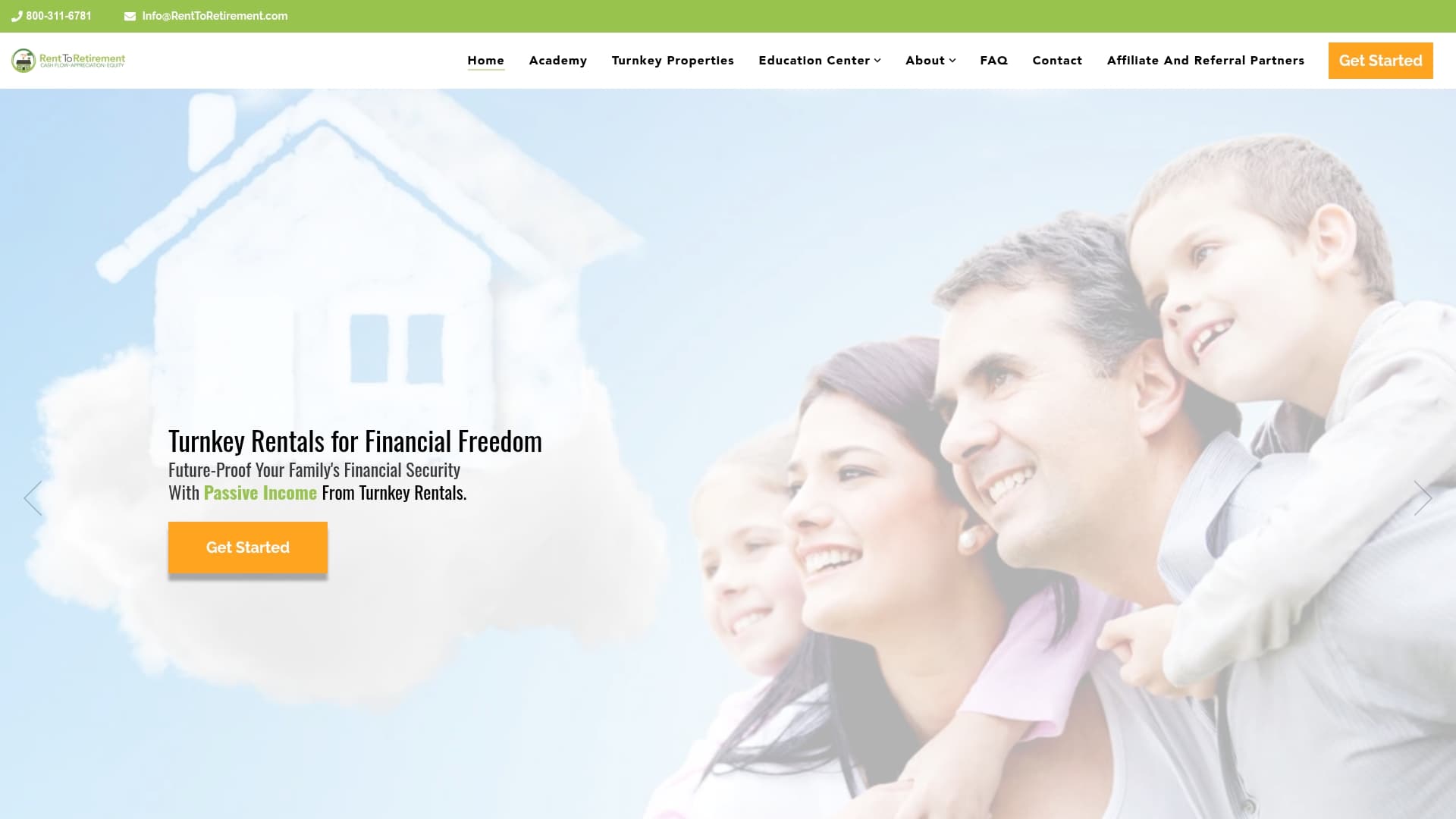 Rent to retirement sponsor landing page advertised on BiggerPockets Real Estate Podcast