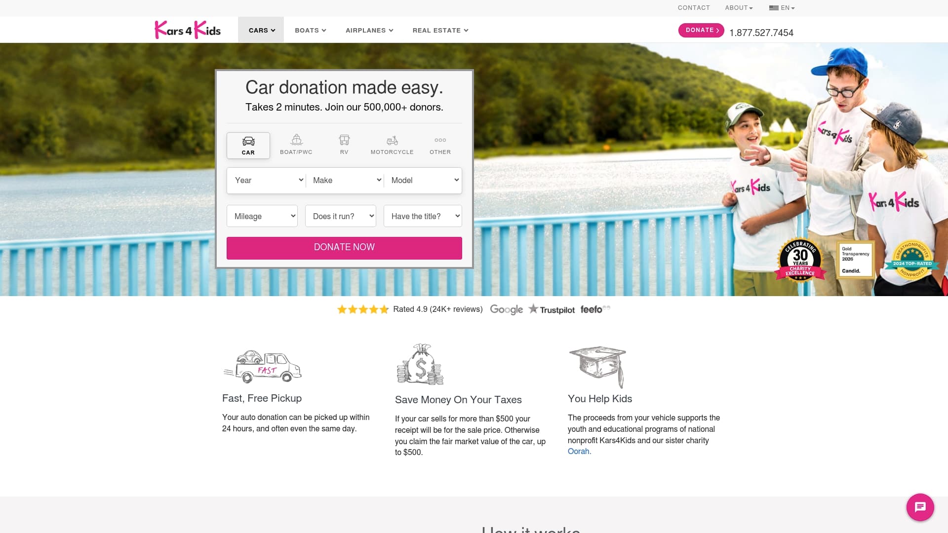 Kars4Kids sponsor landing page advertised on Jill on Money with Jill Schlesinger