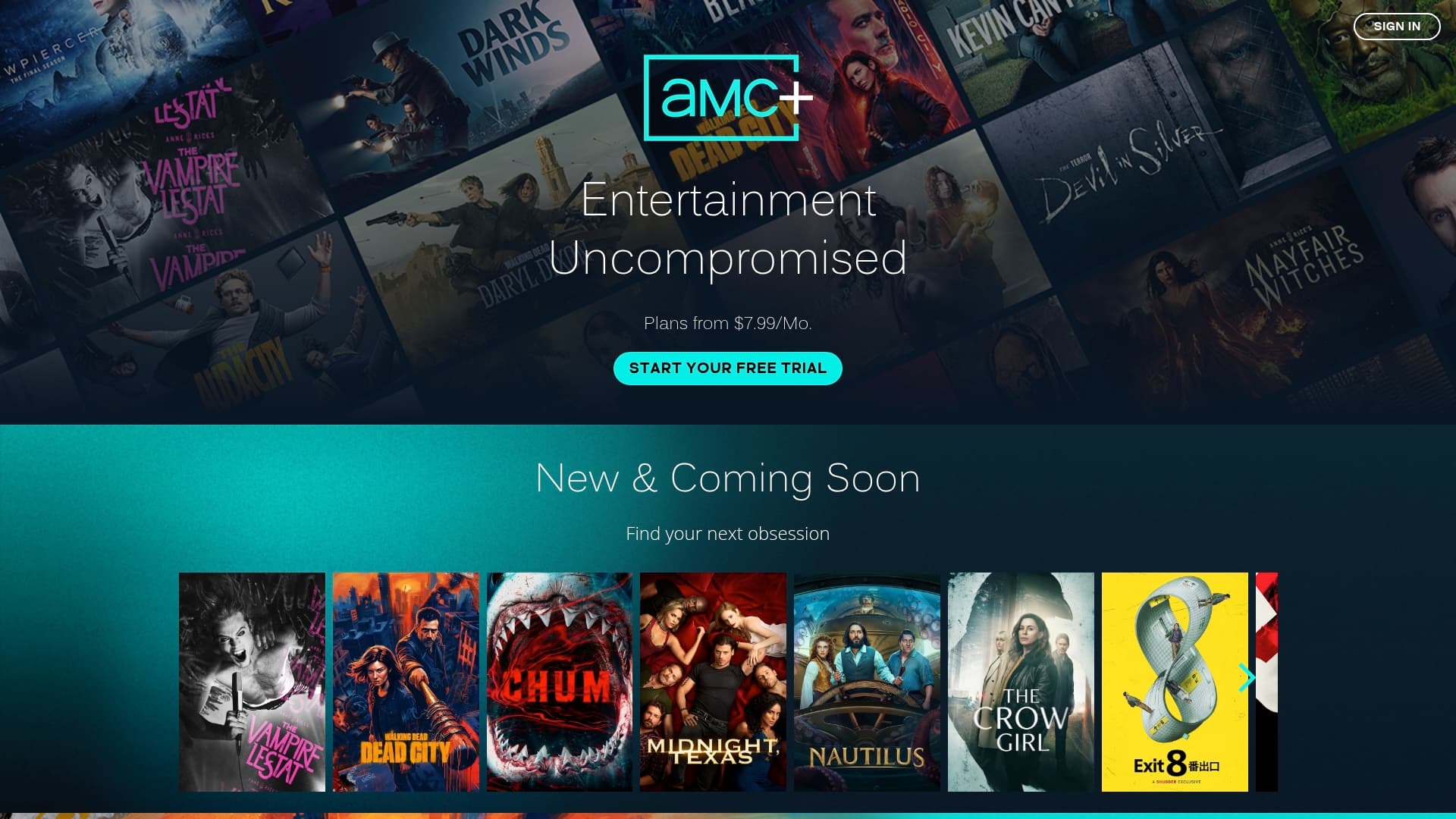 AMC Network sponsor landing page advertised on The Town with Matthew Belloni
