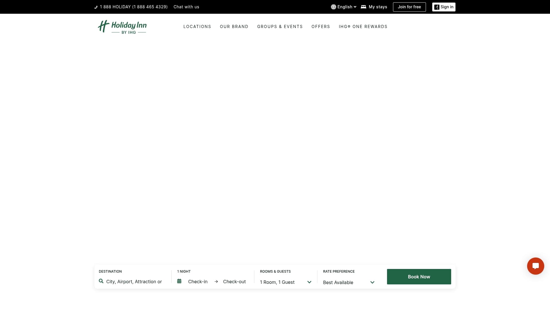 Holiday Inn sponsor landing page advertised on The Town with Matthew Belloni