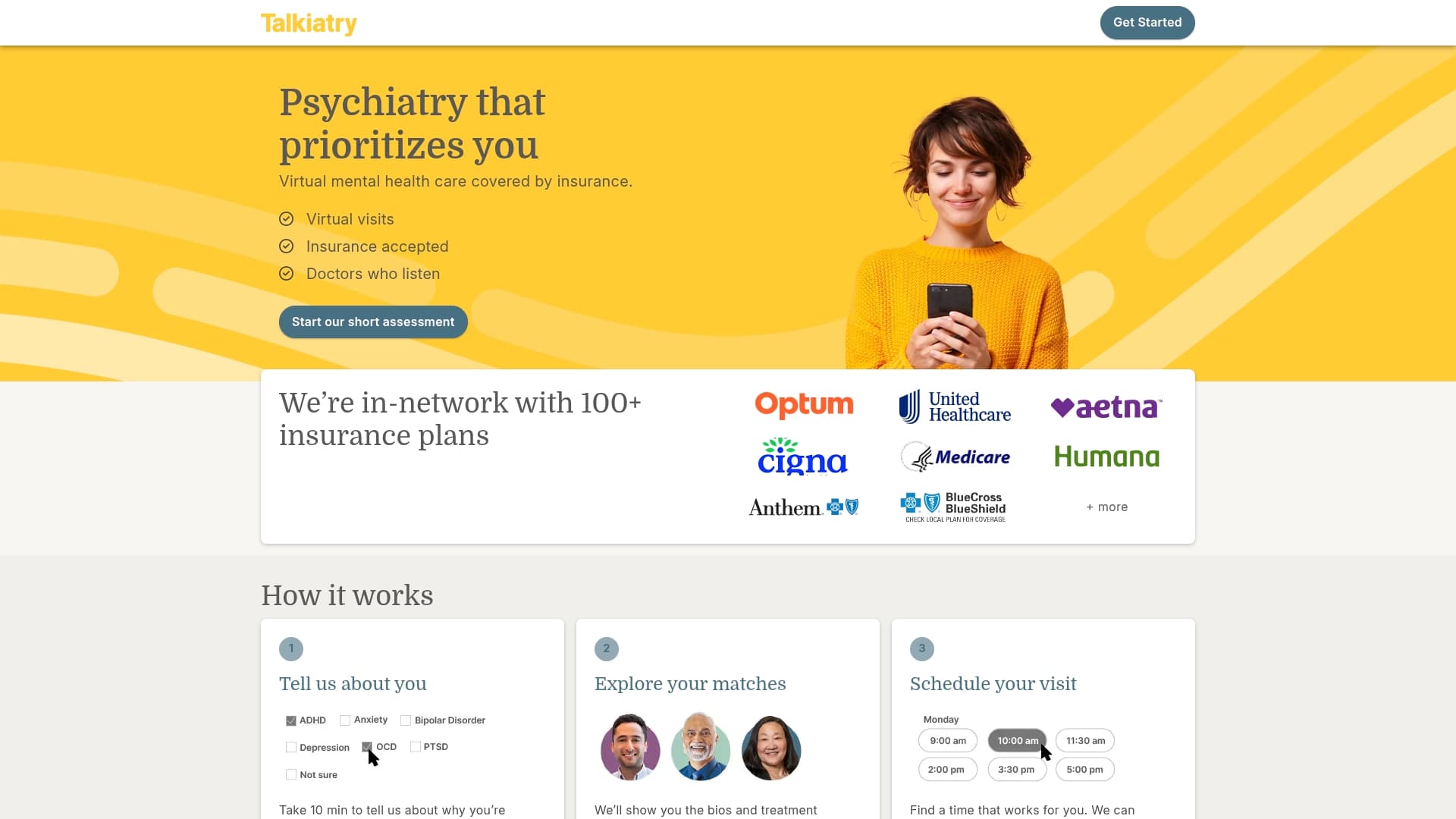 Talkiatry sponsor landing page advertised on Sleep Magic - Sleep Hypnosis & Meditations