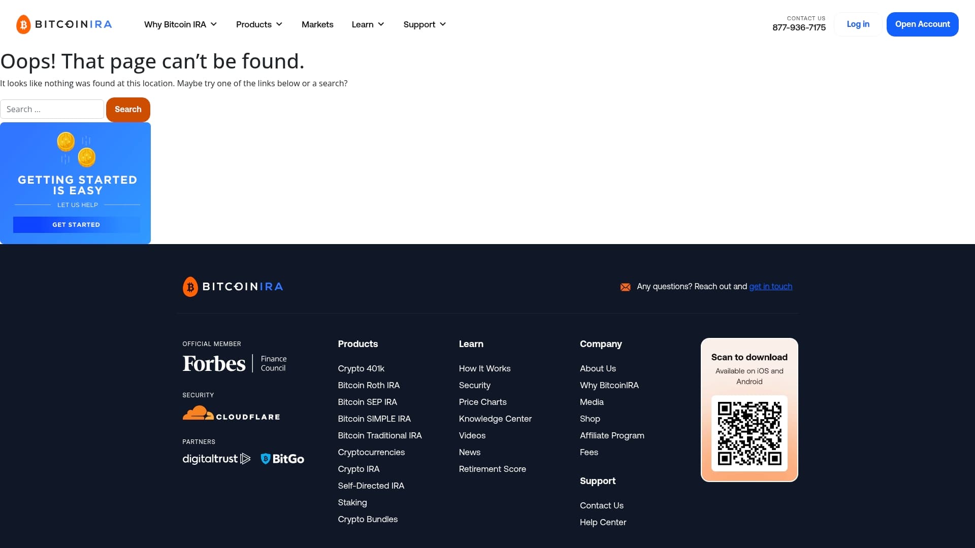 Bitcoin IRA sponsor landing page advertised on Coin Stories with Natalie Brunell