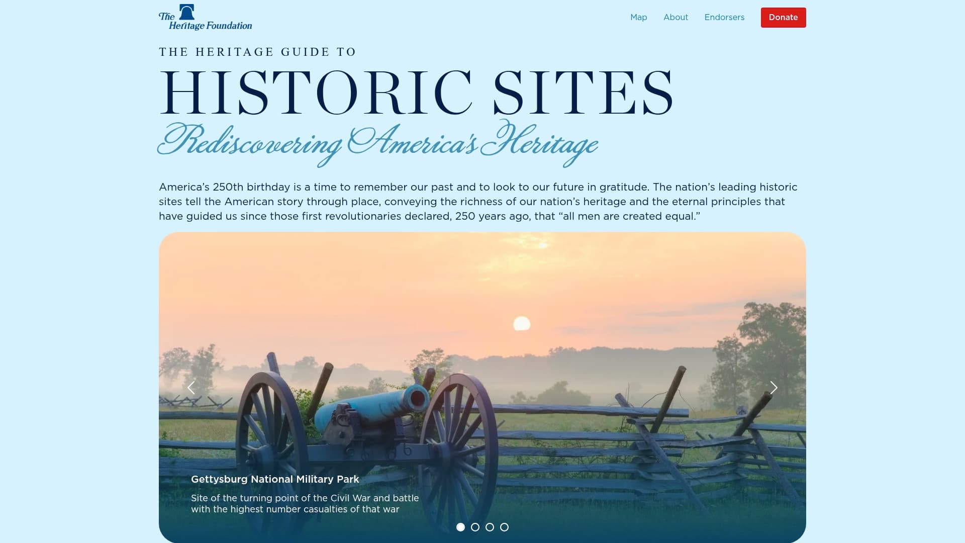 The Heritage Foundation sponsor landing page advertised on The Victor Davis Hanson Show on Spotify