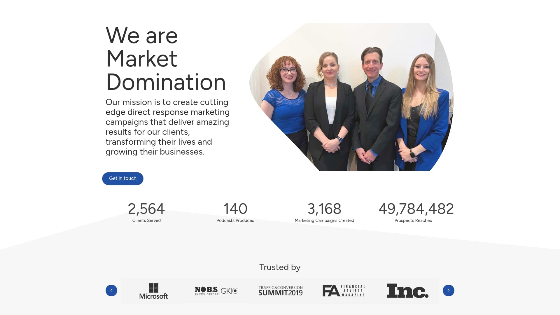 Market Domination LLC sponsor landing page advertised on The Whinypaluza Podcast