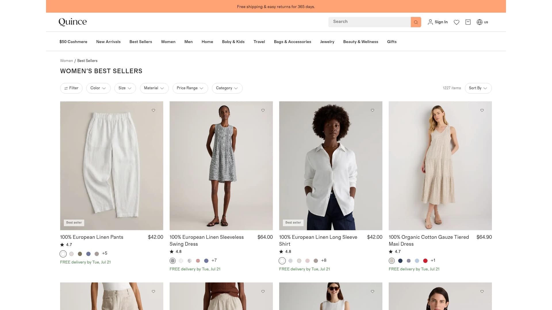 Quince sponsor landing page advertised on Criminal