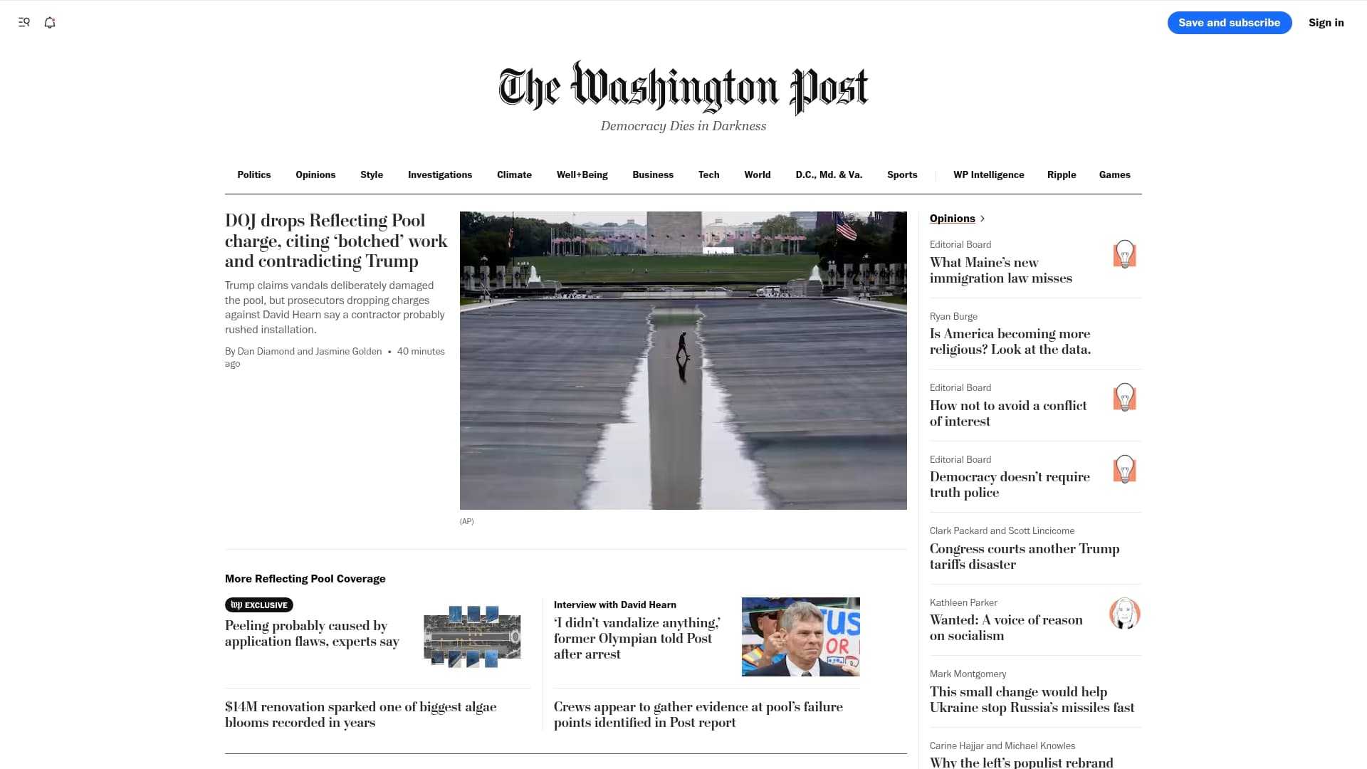 The Washington Post sponsor landing page advertised on The 7