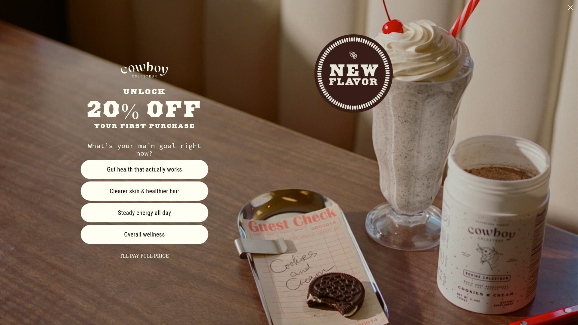Cowboy Colostrum sponsor landing page advertised on The Spillover with Alex Clark