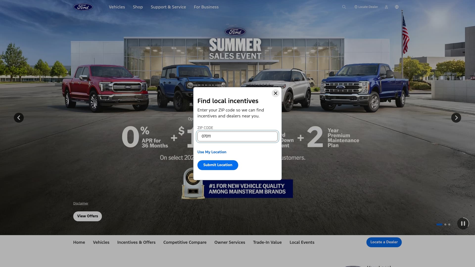 Ford sponsor landing page advertised on History Daily