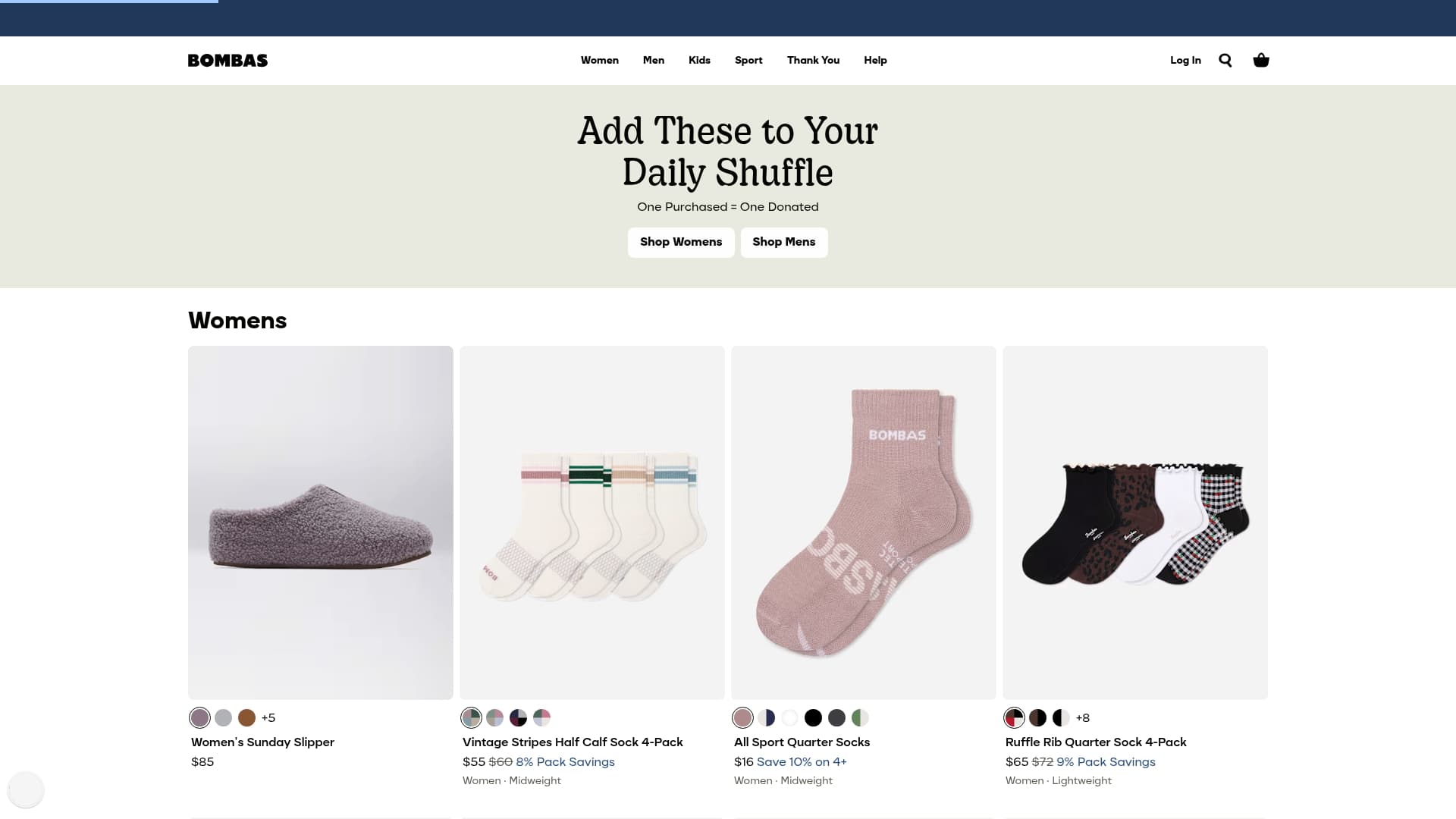 Bombas sponsor landing page advertised on Ten Percent Happier with Dan Harris