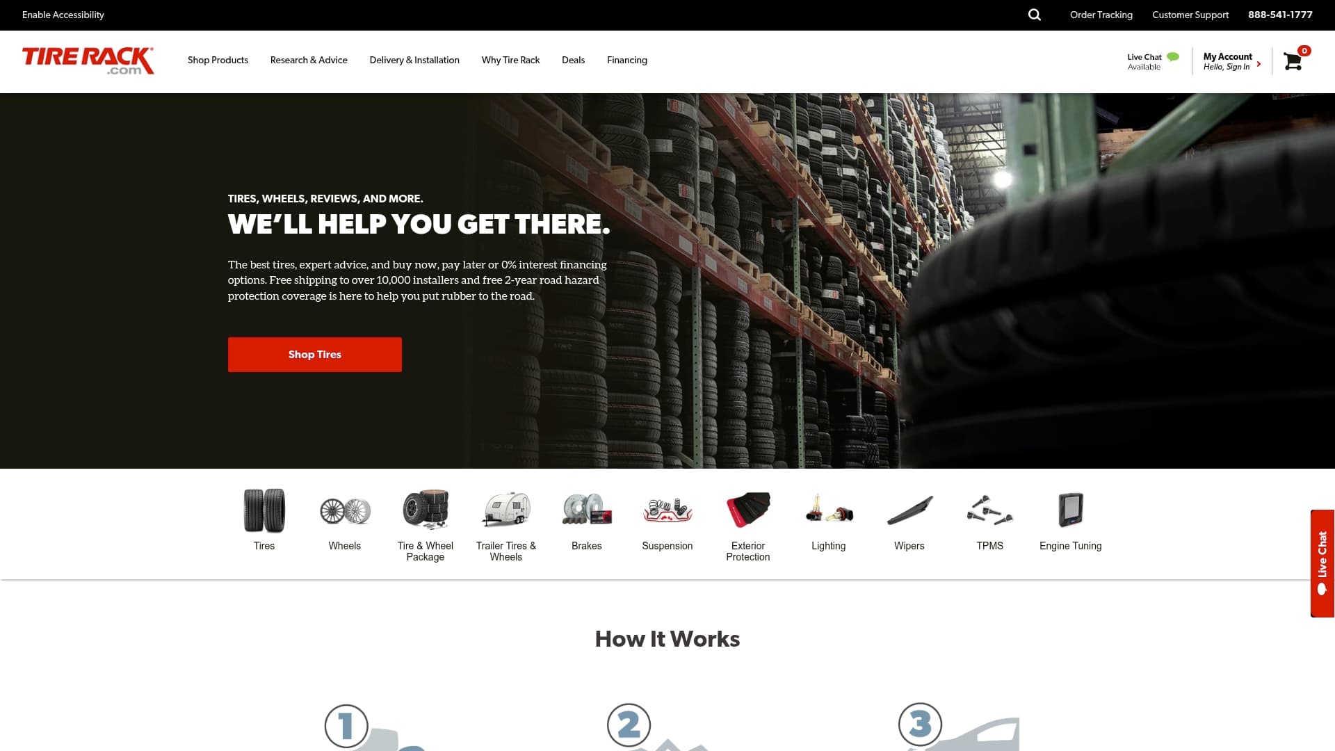 Tire Rack sponsor landing page advertised on Ten Percent Happier with Dan Harris