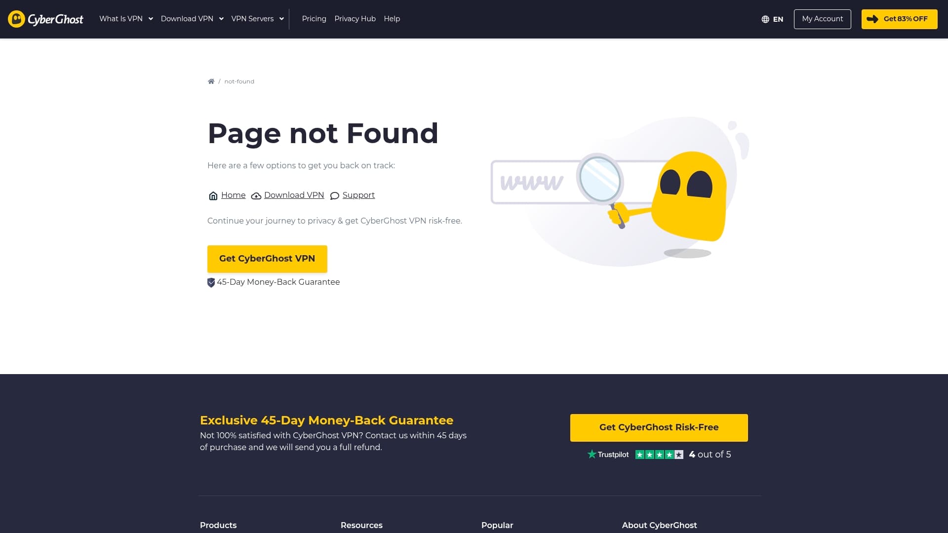 CyberGhost VPN sponsor landing page advertised on TRIGGERnometry