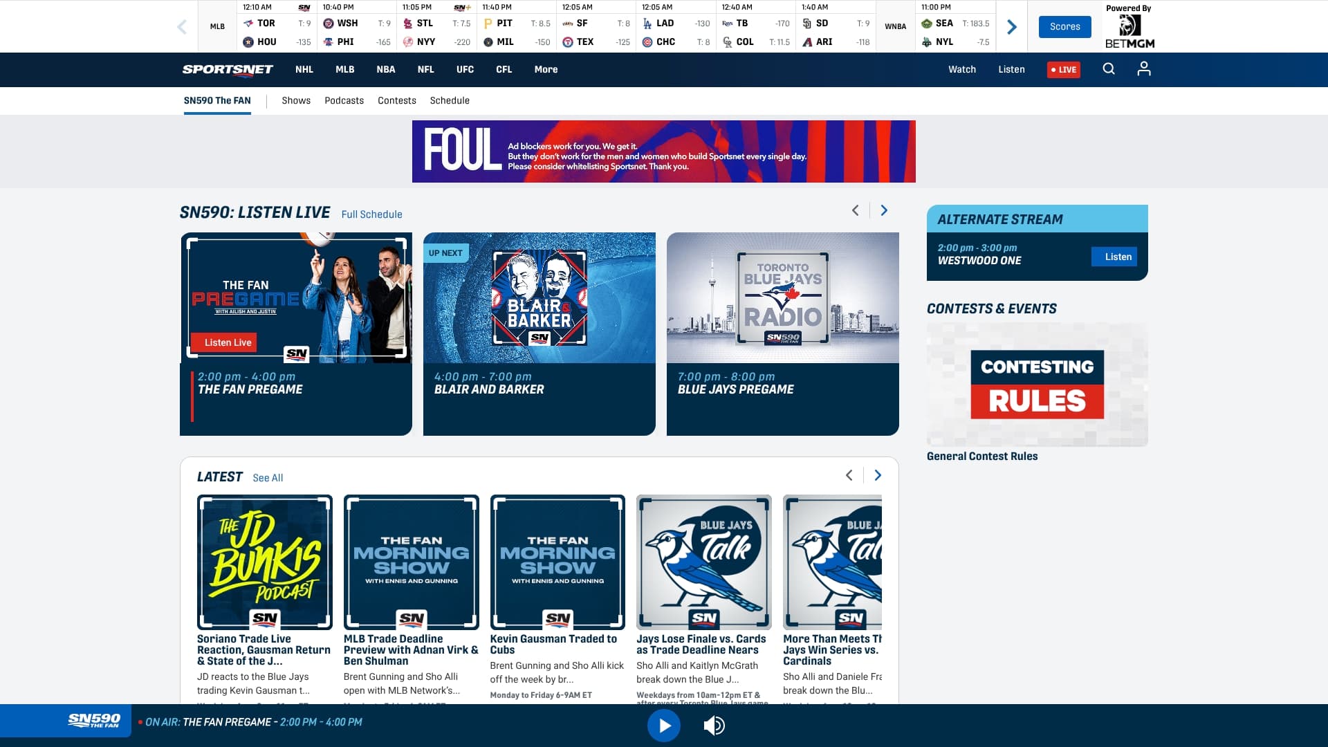 Sportsnet sponsor landing page advertised on Blair & Barker