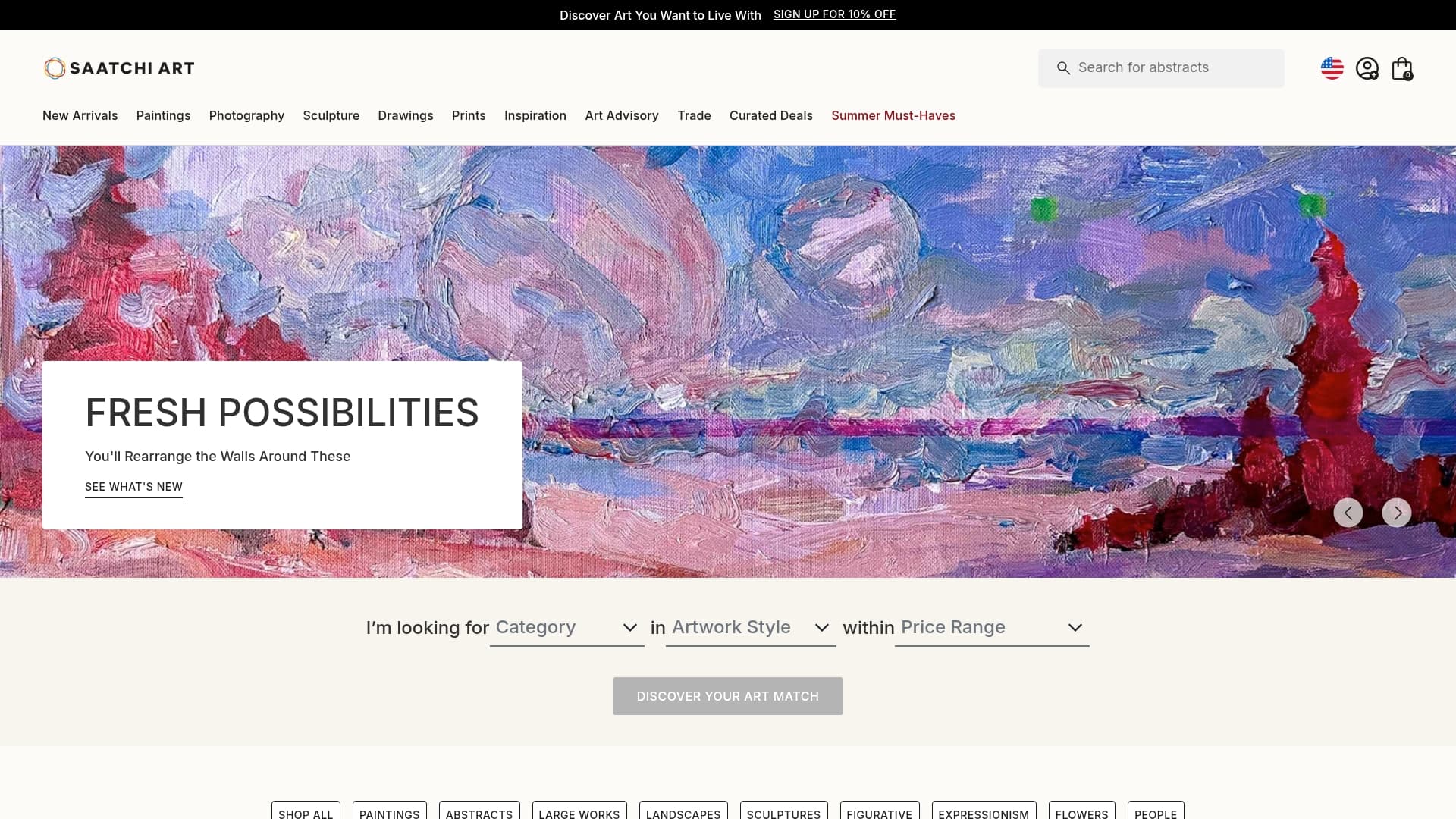 Saatchi Art sponsor landing page advertised on All In with Chris Hayes