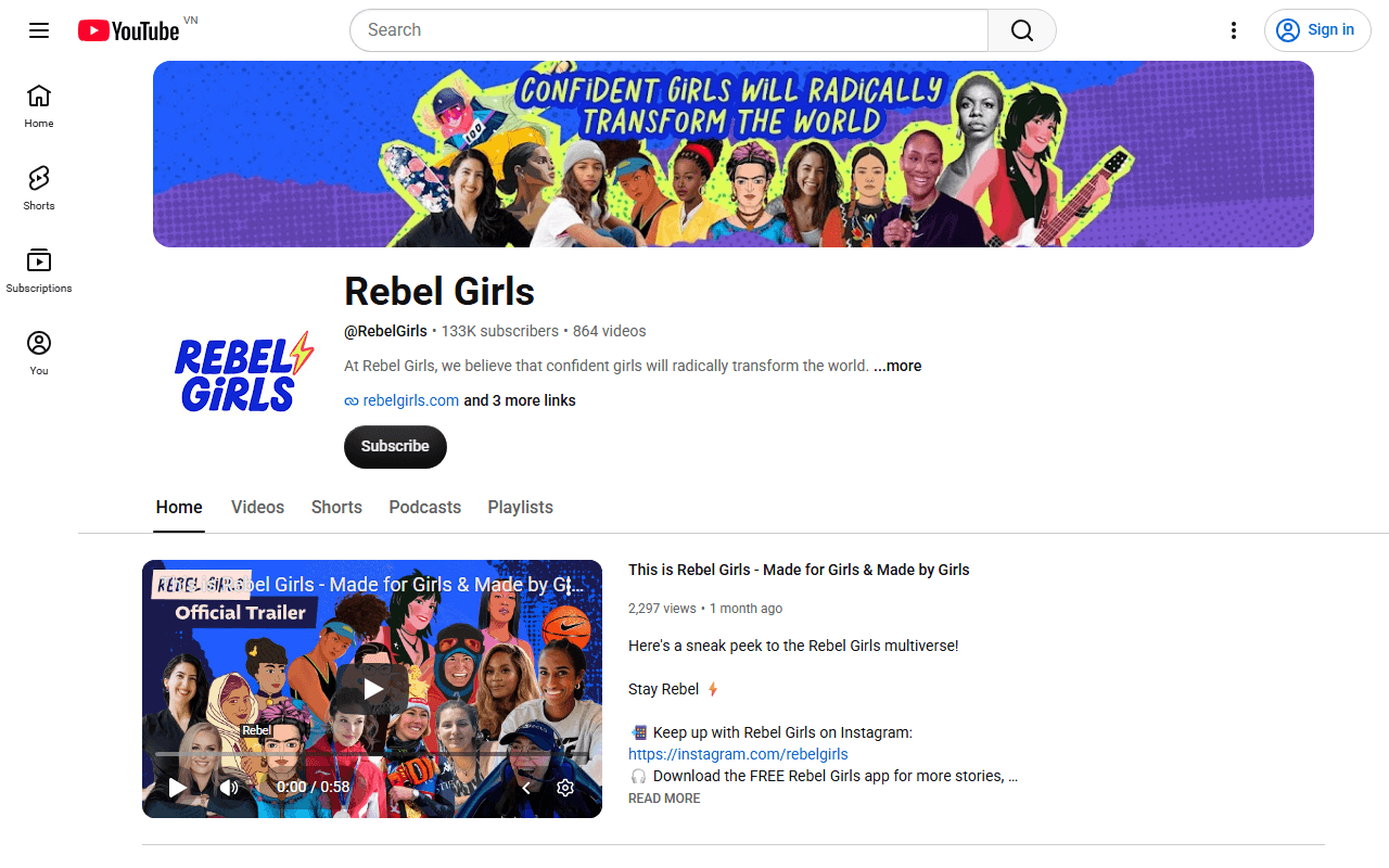 Rebel Girls sponsor landing page advertised on Ruined with Alison Leiby and Halle Kiefer