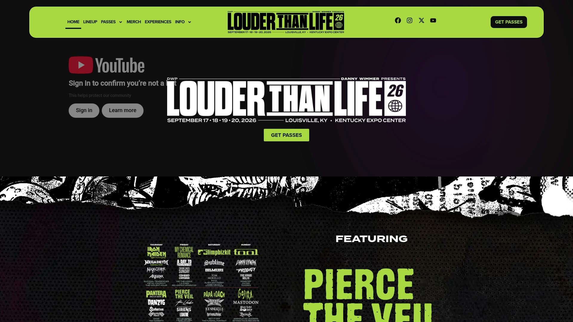 Louder Than Life Festival sponsor landing page advertised on HardLore: Stories from Tour