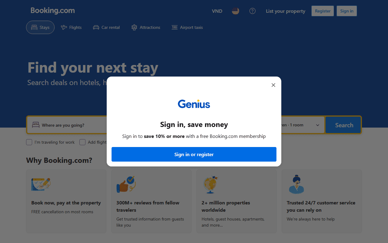 Booking.com sponsor landing page advertised on Baby Mamas No Drama with Kail Lowry & Vee Rivera