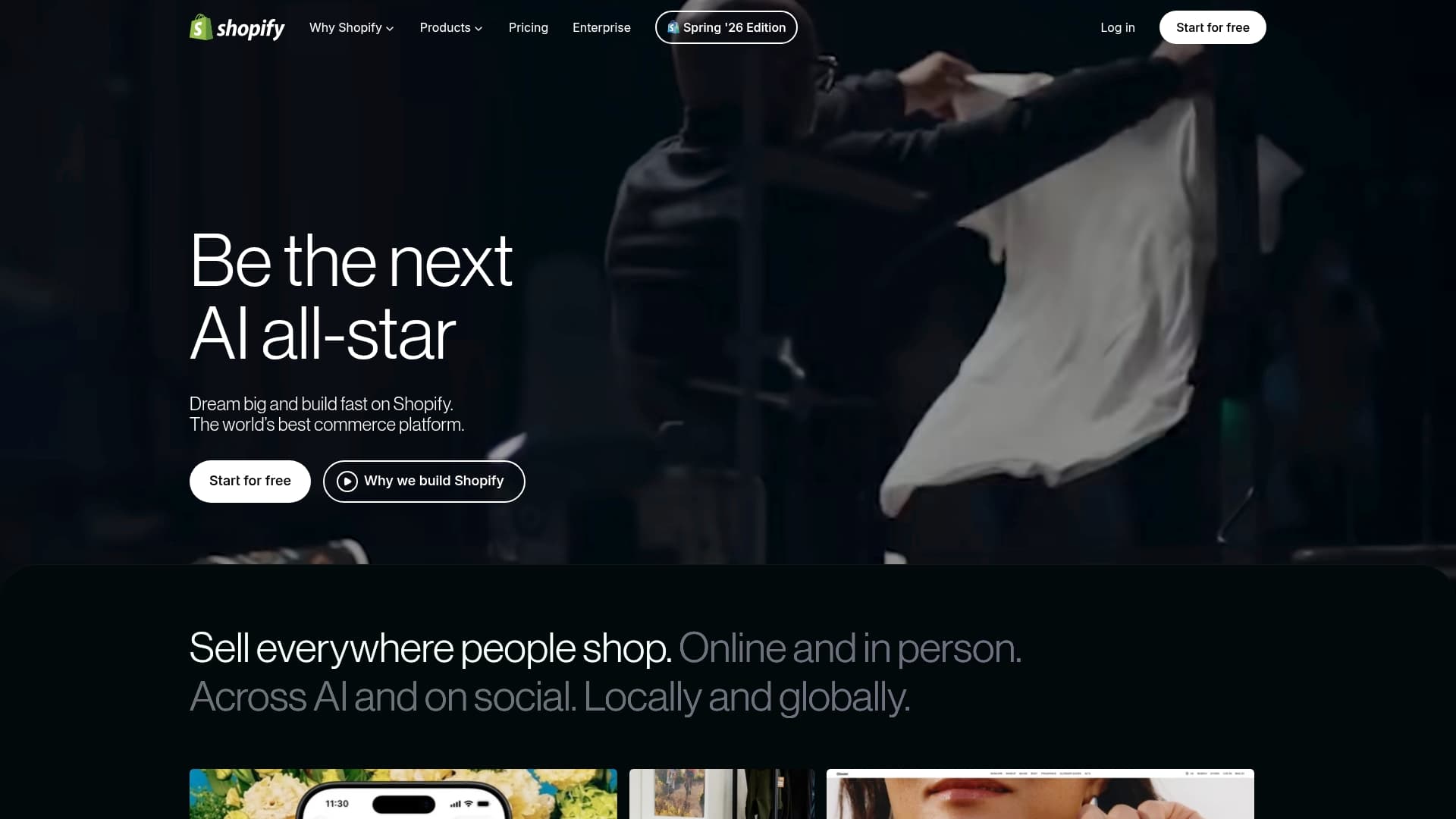 Shopify sponsor landing page advertised on Welcome to Our Show