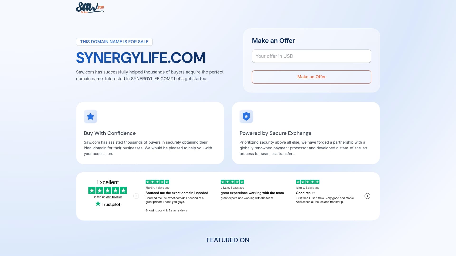 Synergy sponsor landing page advertised on The Officer Tatum
